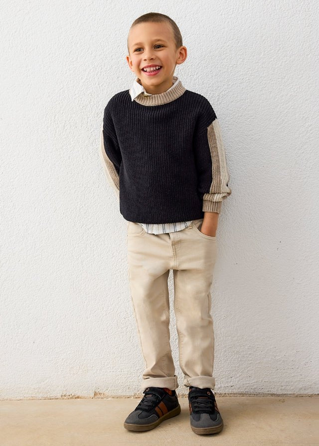 MAGLIONE IN FILATO CALDO NERO STILE COLOR BLOCK - Noi da piccoli