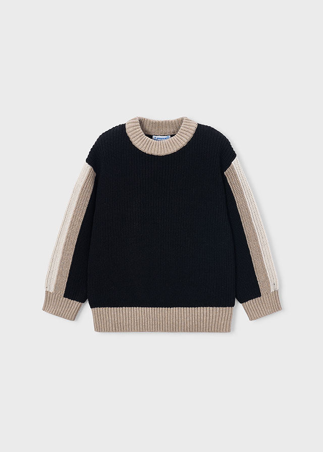 MAGLIONE IN FILATO CALDO NERO STILE COLOR BLOCK - Noi da piccoli