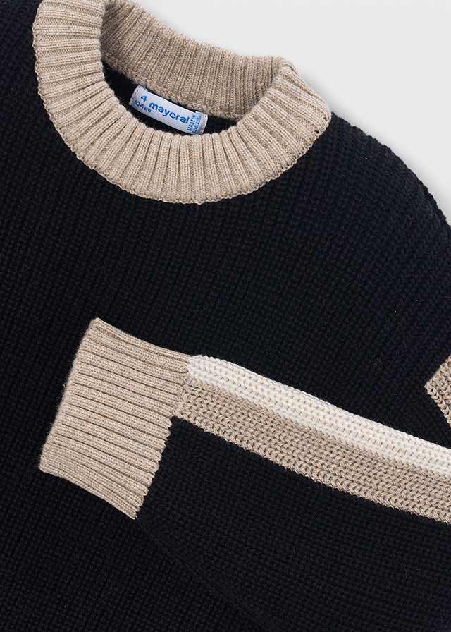 MAGLIONE IN FILATO CALDO NERO STILE COLOR BLOCK - Noi da piccoli