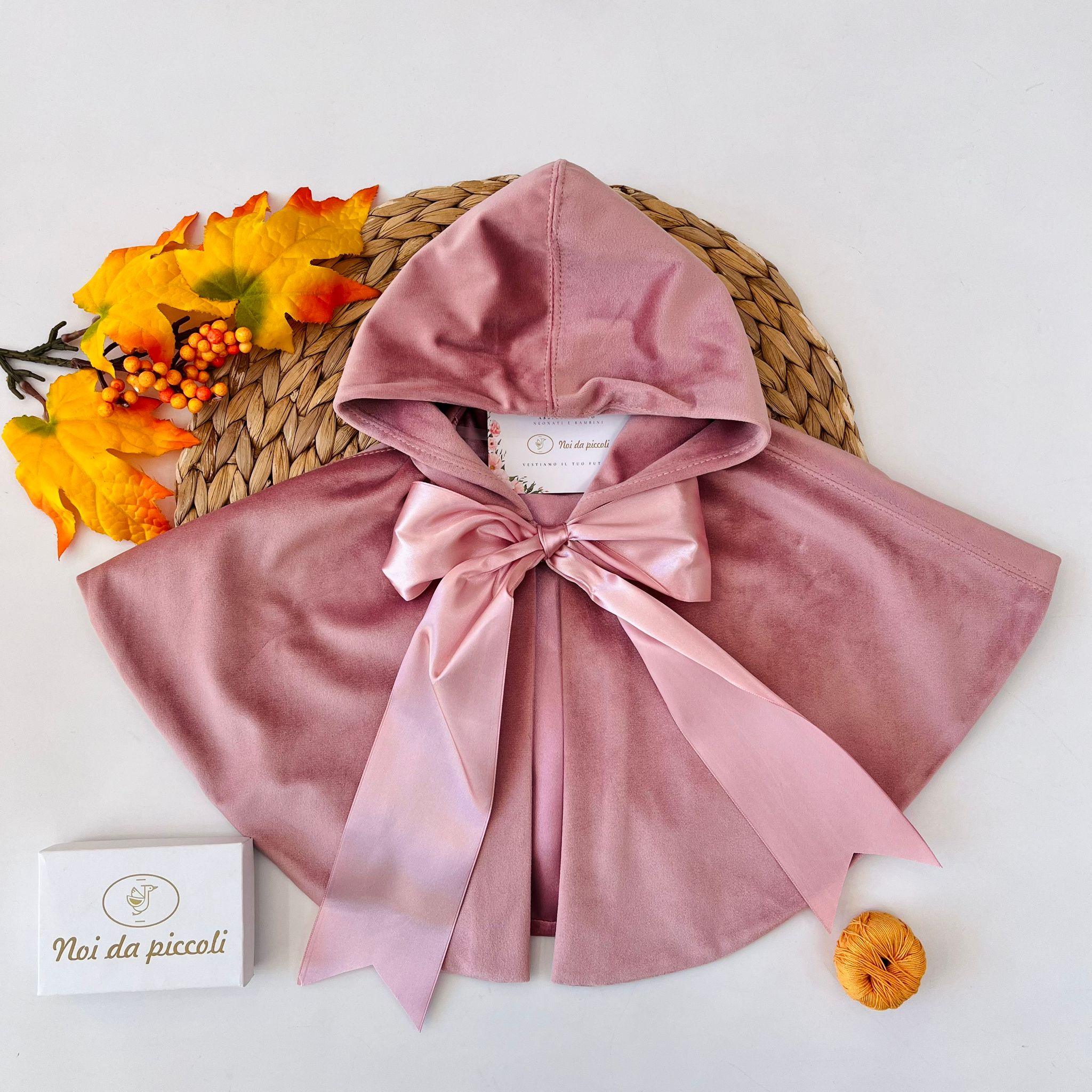 MANTELLINA IN VELLUTO ROSA ANTICO - Noi da piccoli