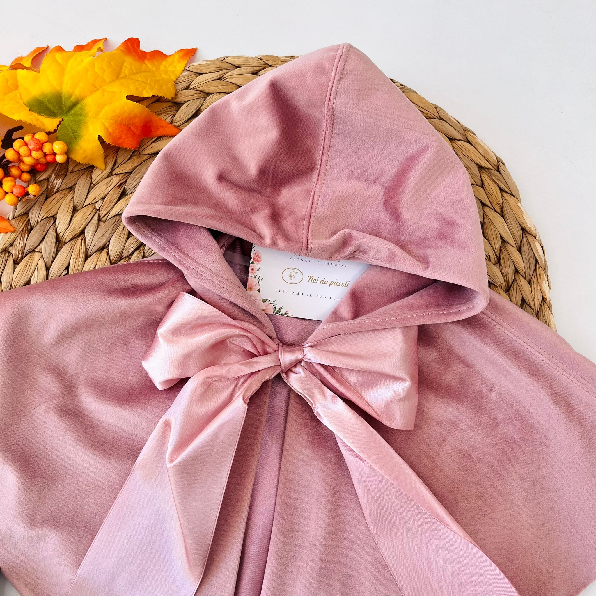 MANTELLINA IN VELLUTO ROSA ANTICO - Noi da piccoli