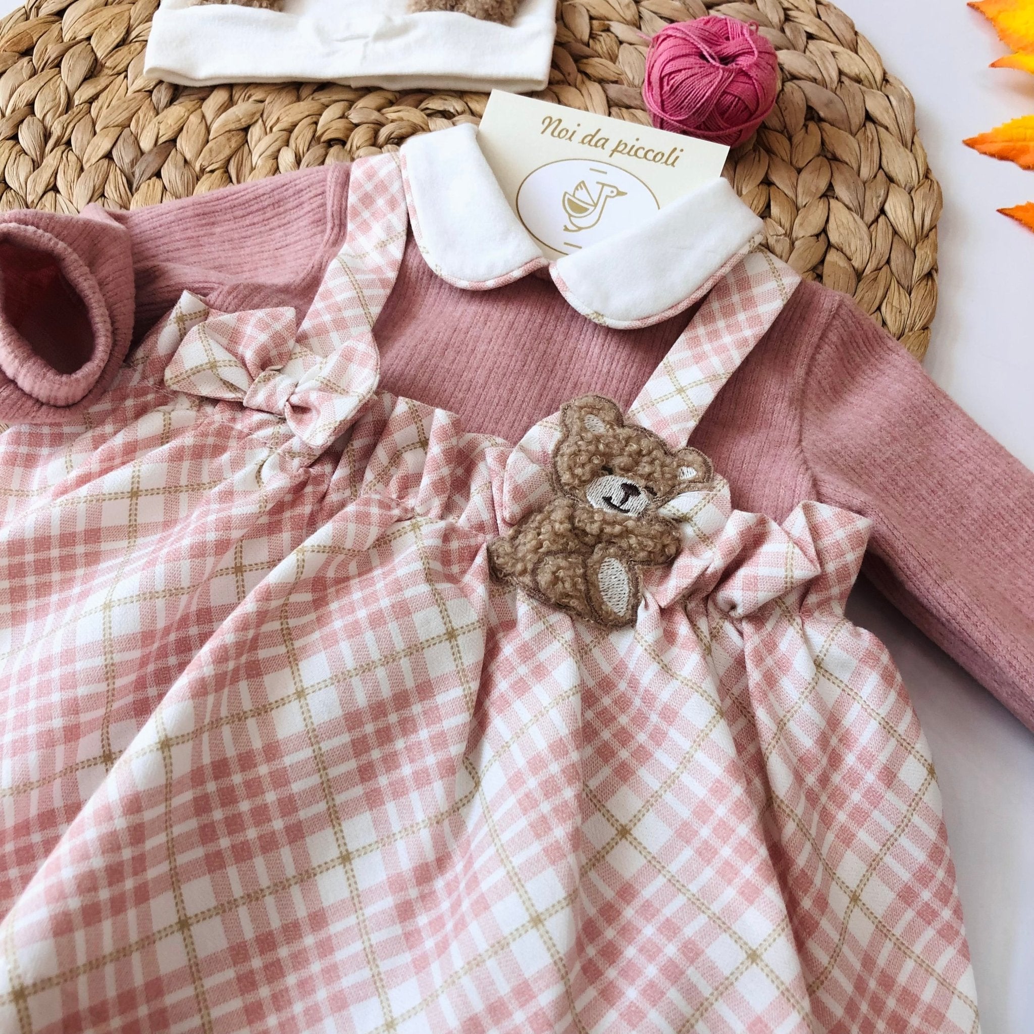 MINI ABITO CON CULOTTE IN CINIGLIA ORSETTO ROSA - Noi da piccoli