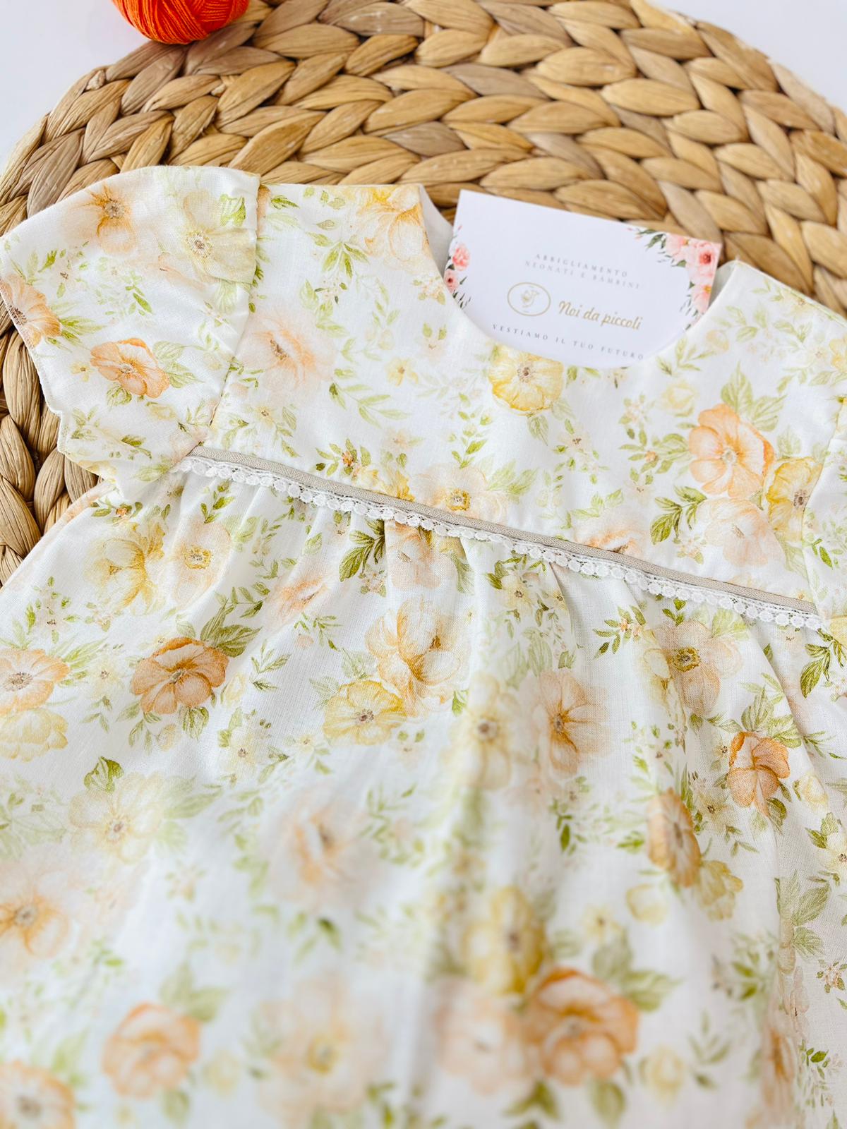 MINIABITO CON CULOTTE 100 % COTONE BIANCO - Noi da piccoli