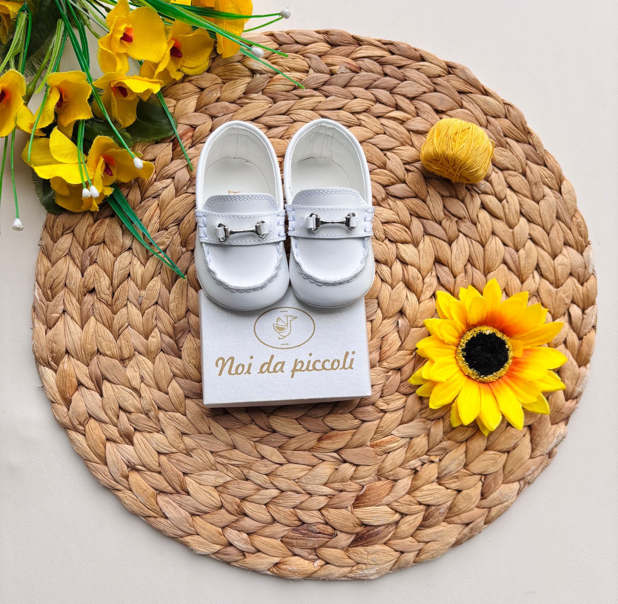 MOCASSINO IN TESSUTO E PELLE BIANCO - Noi da piccoli