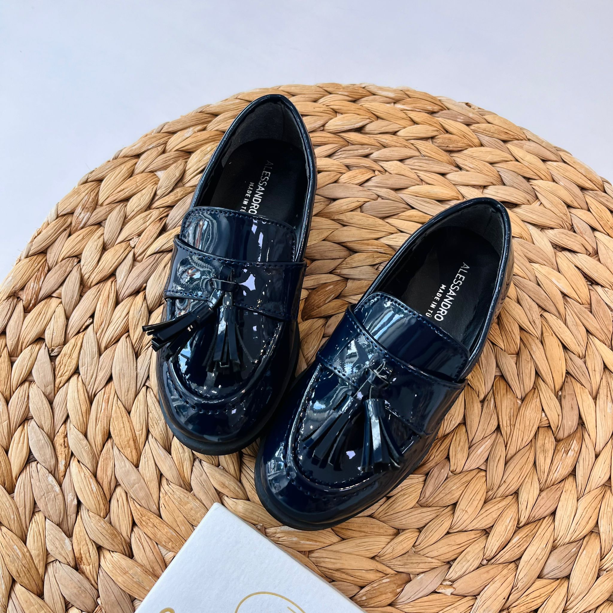 MOCASSINO IN VERNICE BLU - Noi da piccoli