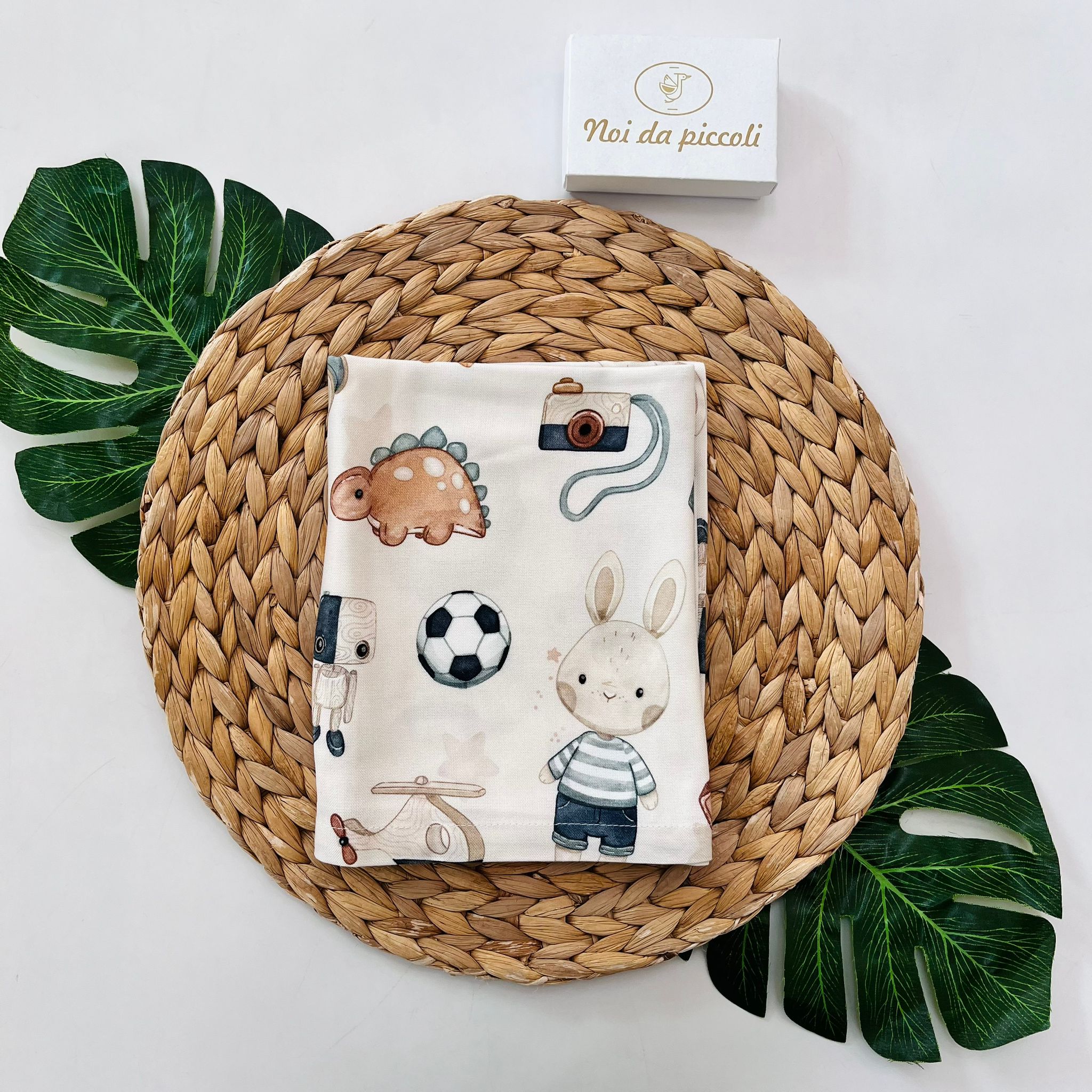 MUSSOLA 100% BAMBOO BIANCO ANIMALI - Noi da piccoli