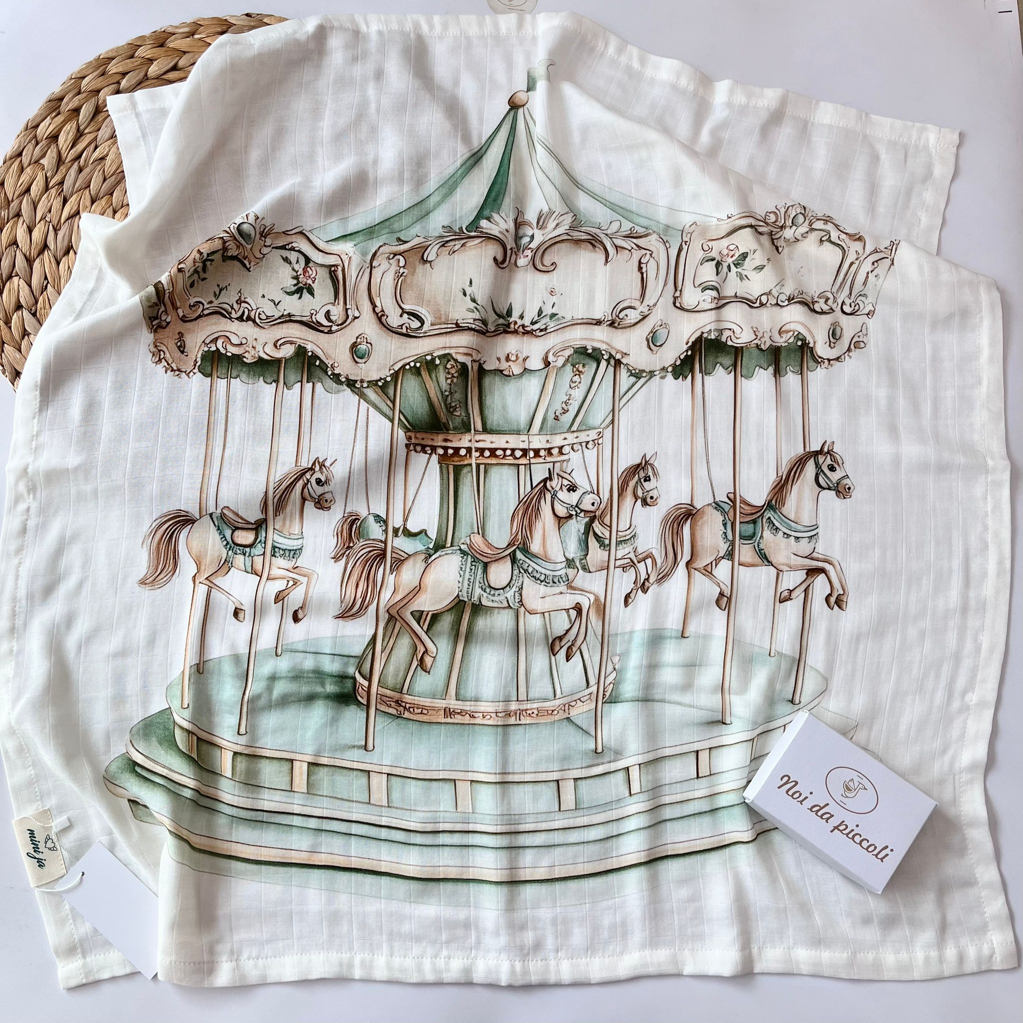 MUSSOLA CAROSELLO BAMBOO 110X110CM VERDE - Noi da piccoli