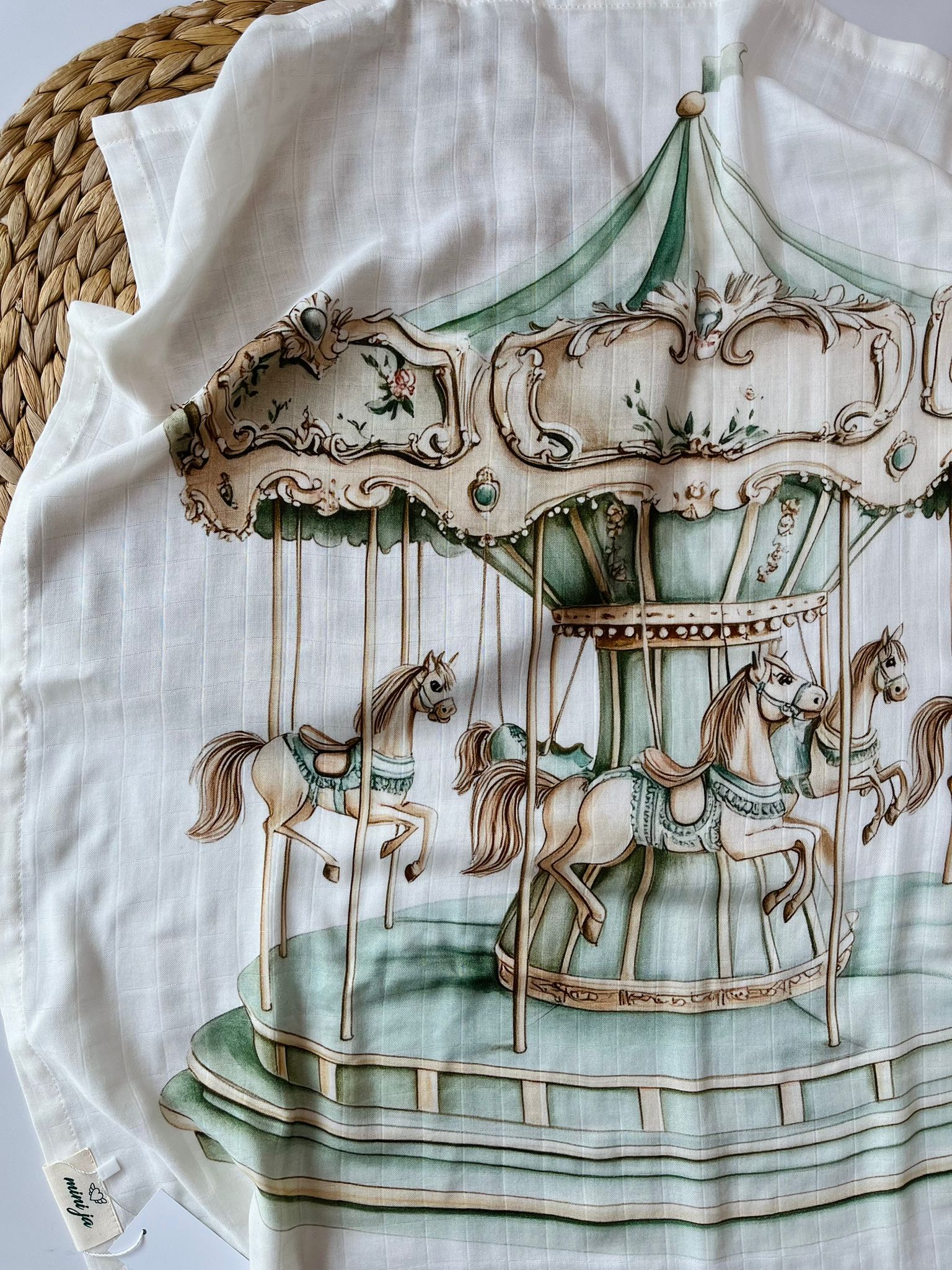 MUSSOLA CAROSELLO BAMBOO 110X110CM VERDE - Noi da piccoli