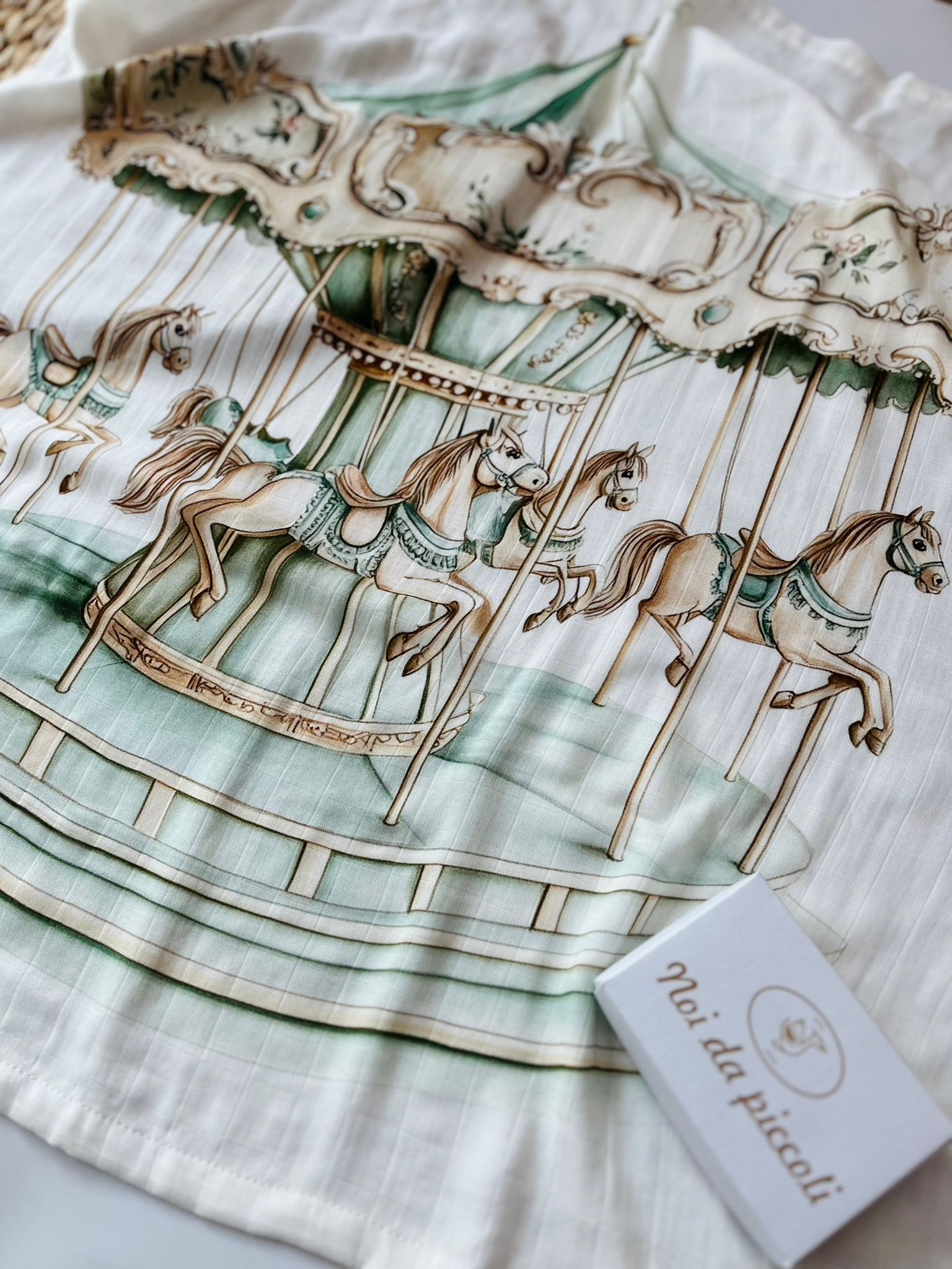 MUSSOLA CAROSELLO BAMBOO 110X110CM VERDE - Noi da piccoli