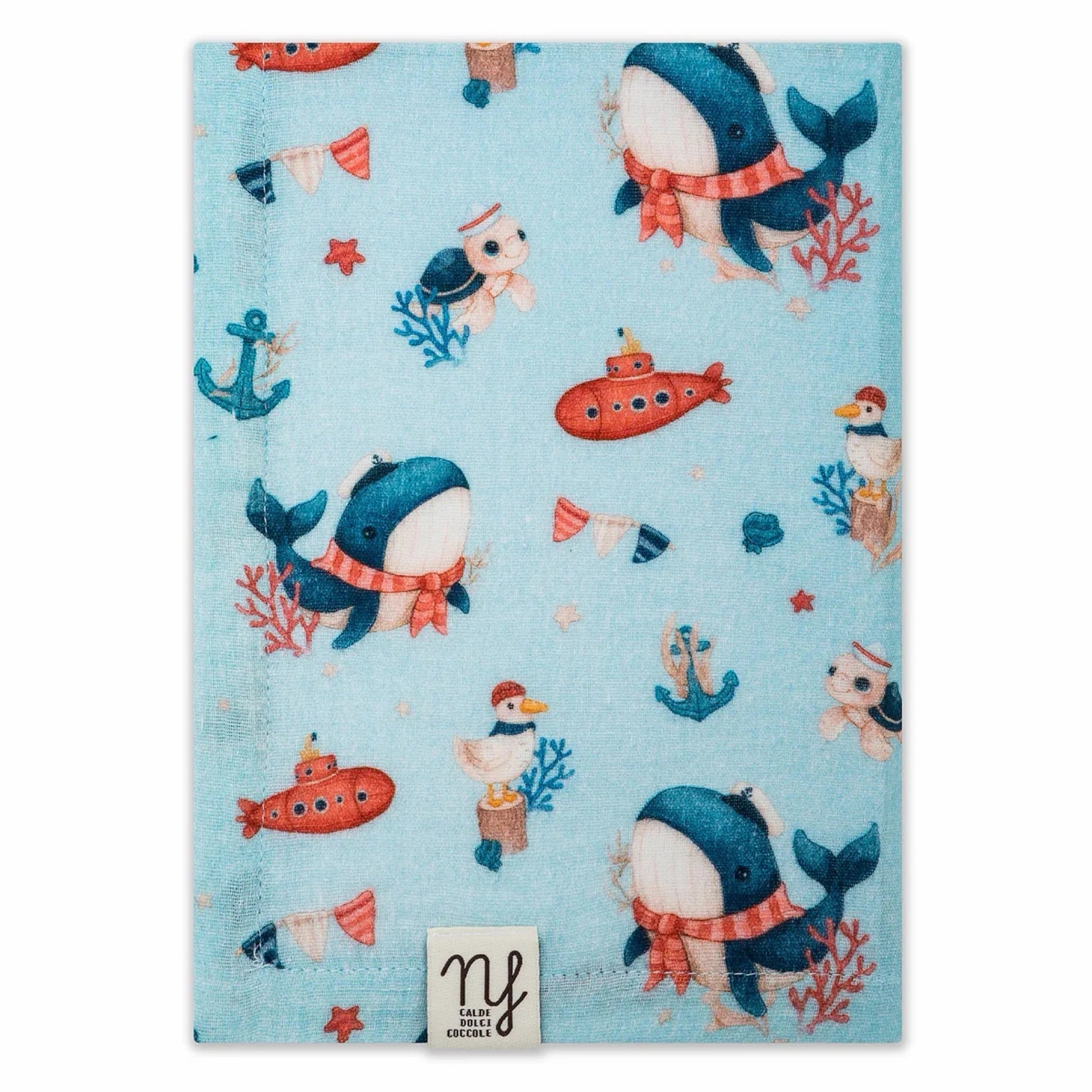 MUSSOLA GARZA DI COTONE CIELO BALENA - Noi da piccoli