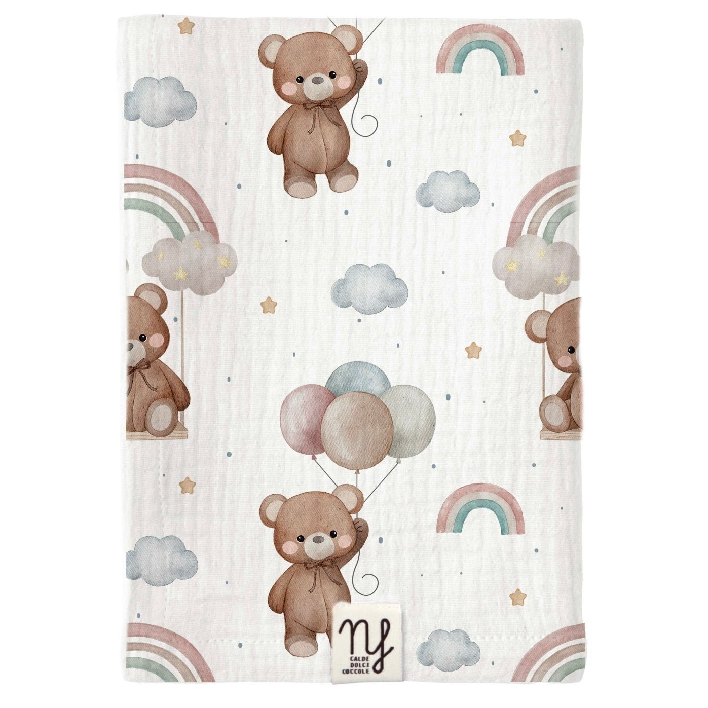 MUSSOLA GARZA DI COTONE ORSETTO E PALLONCINI - Noi da piccoli