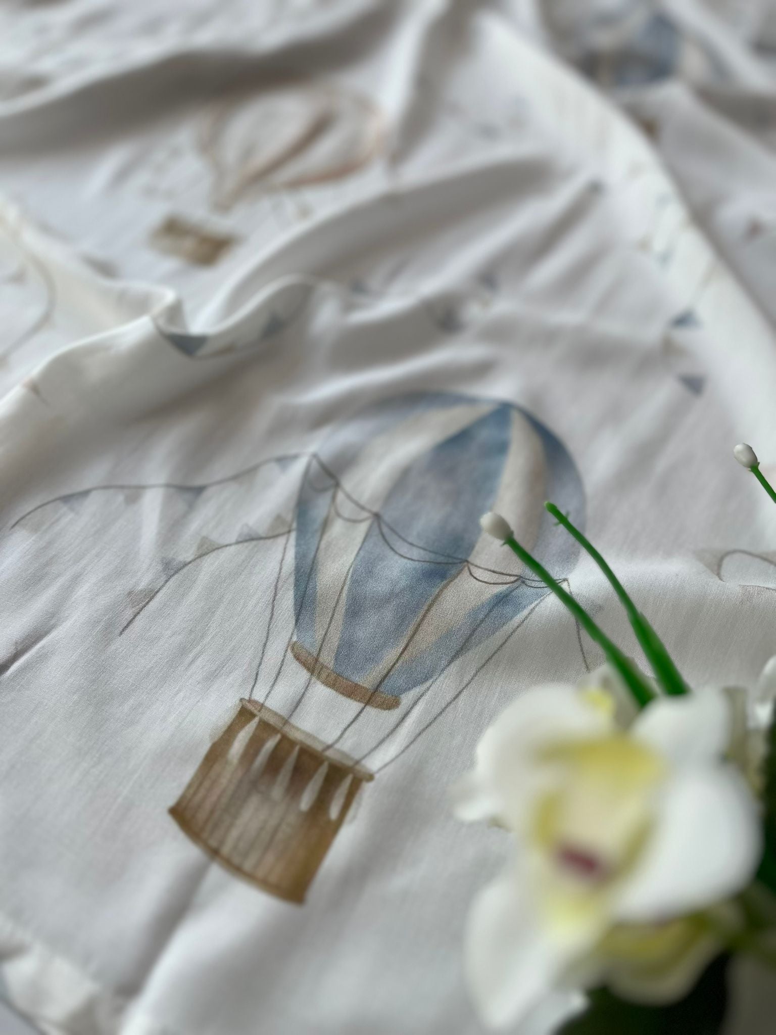 MUSSOLA MONGOLFIERA BANDIERINA BAMBOO 70X70CM BIANCO - Noi da piccoli