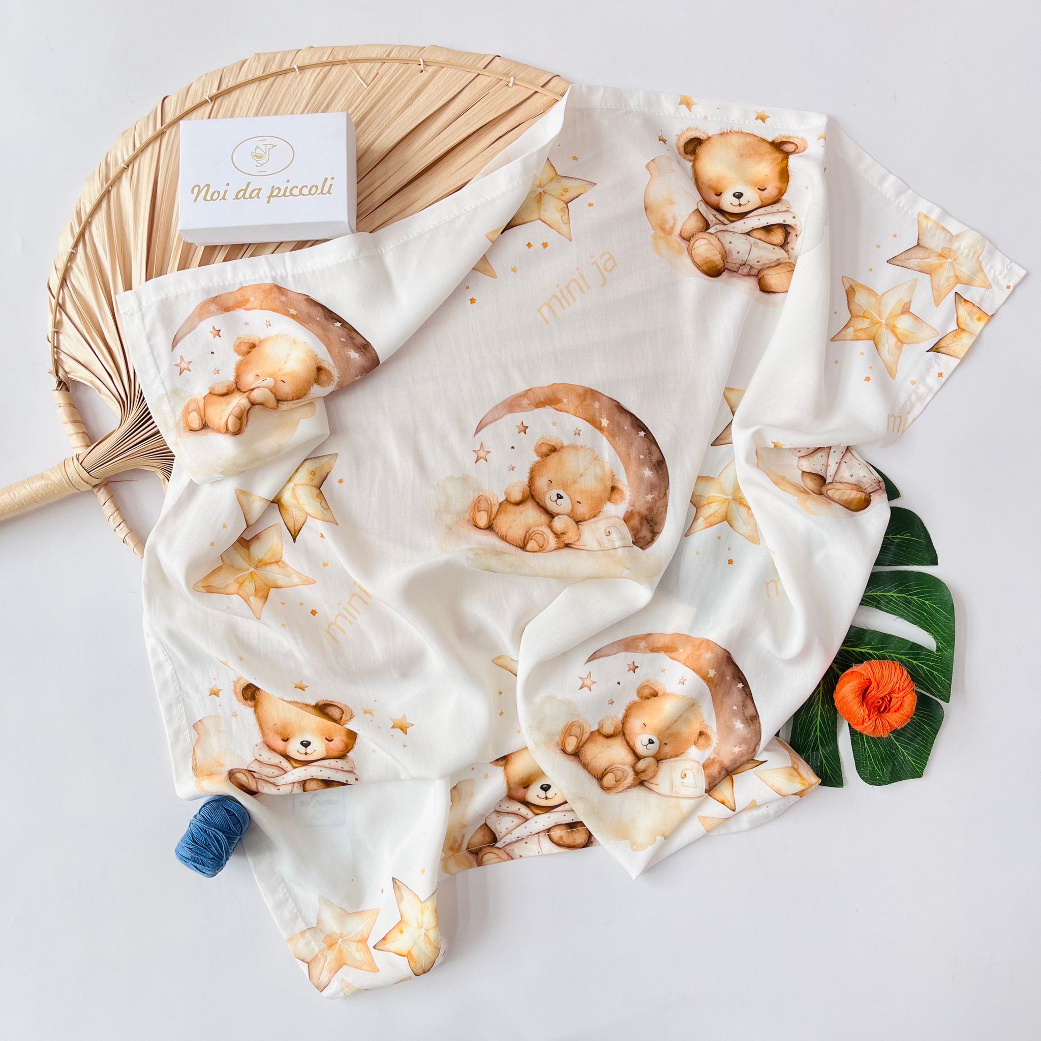 MUSSOLA ORSETTO SOGNATORE 70X70CM BAMBOO Avorio - Noi da piccoli