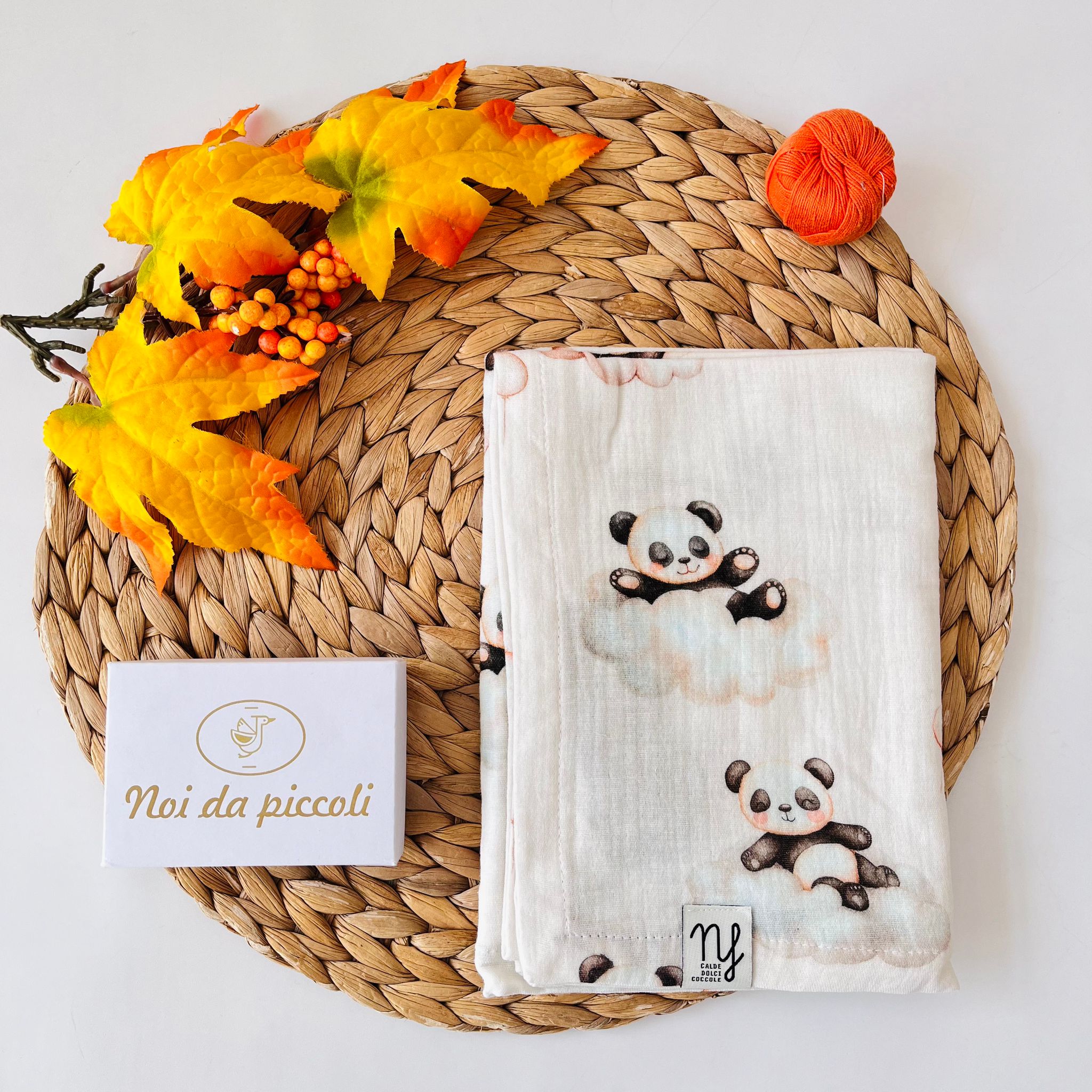 MUSSOLA PANDA GARZA DI COTONE PANNA - Noi da piccoli