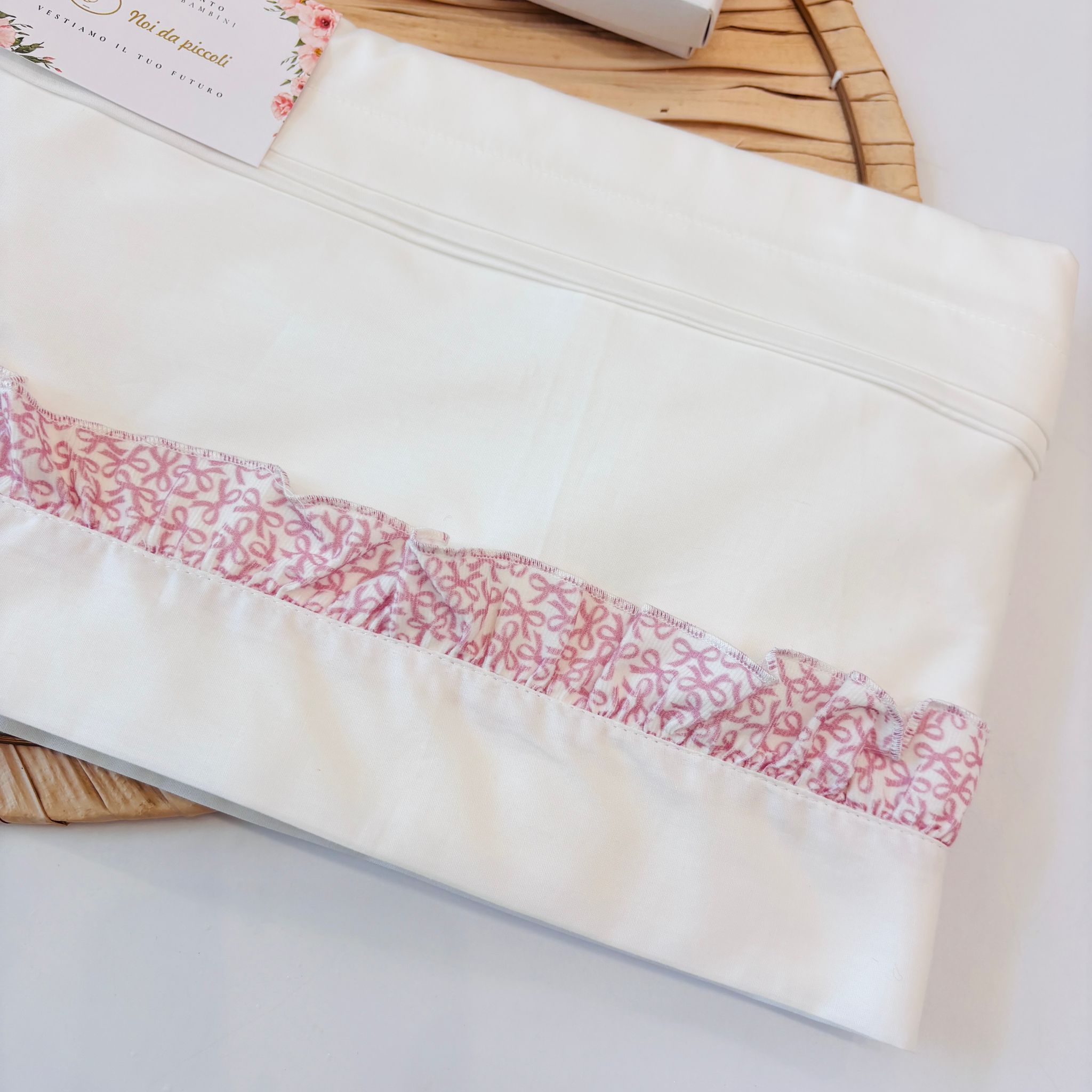 SET LENZUOLA  100% COTONE CLIO BIANCO ROSA