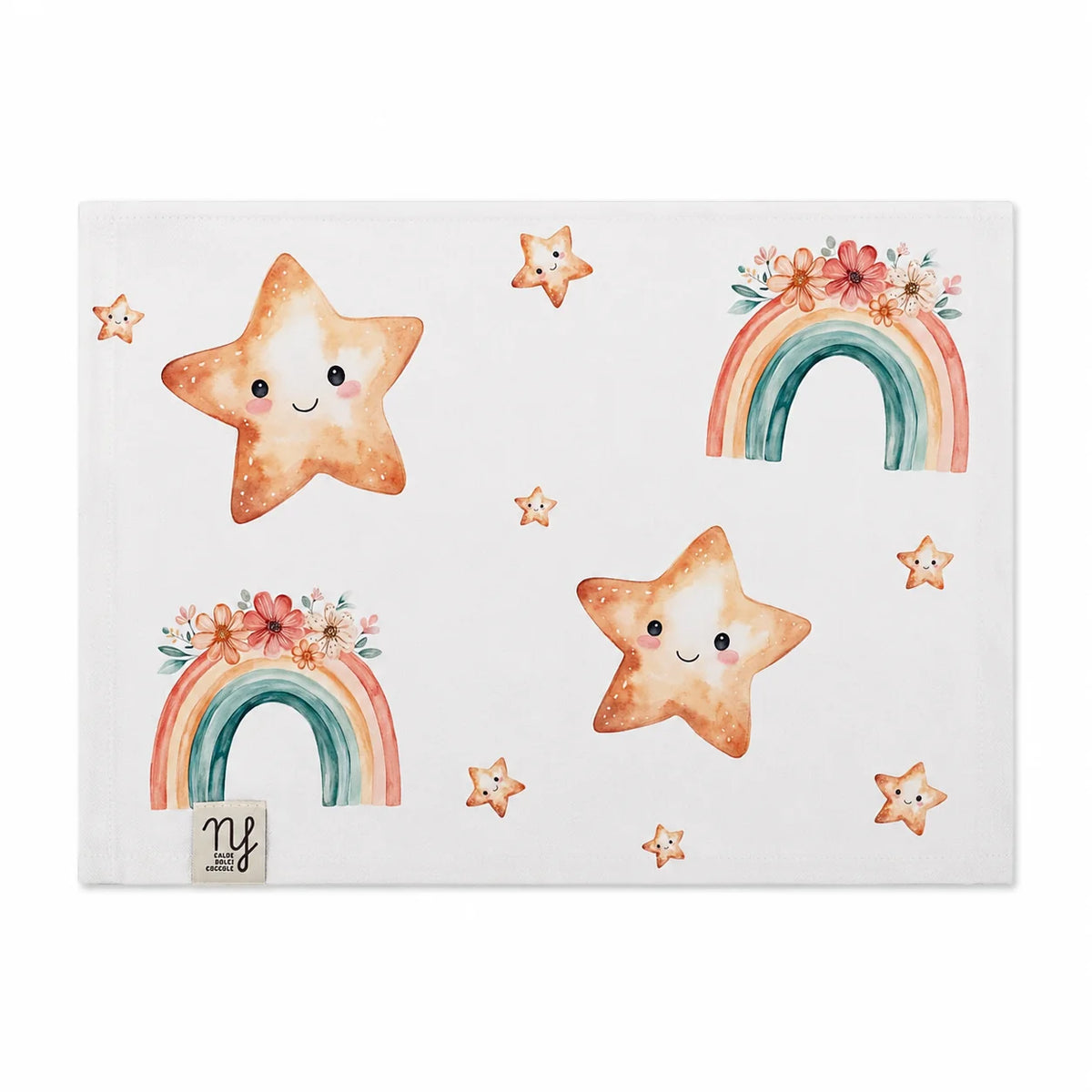MUSSOLA in bamboo Stelle Arcobaleno BIANCO