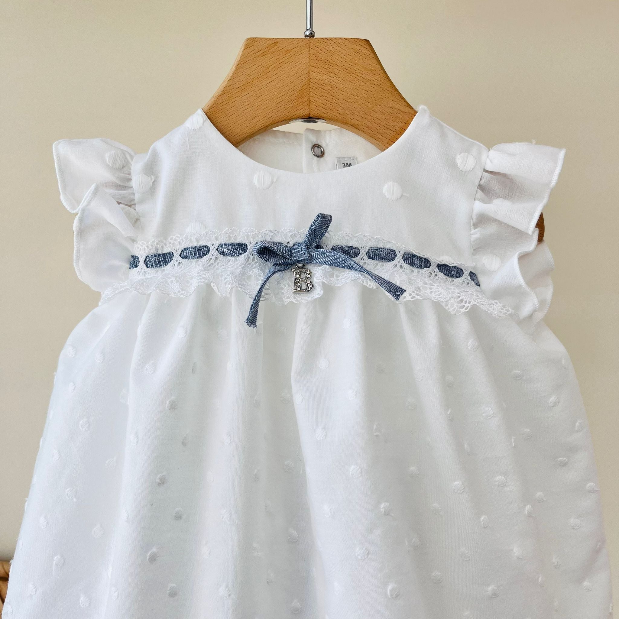 PAGLIACCETTO 100 % COTONE BIANCO E DETTAGLI DENIM - Noi da piccoli