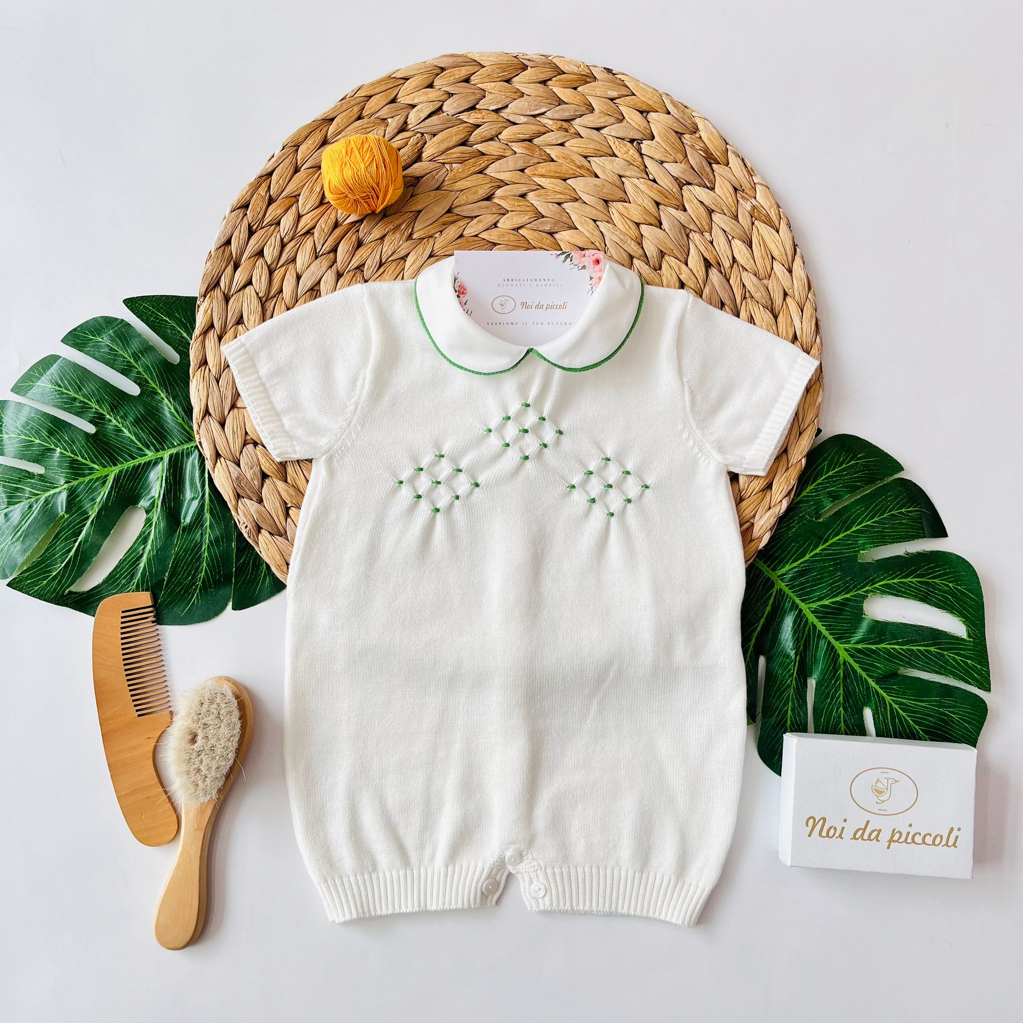 PAGLIACCETTO 100% FILO DI COTONE PANNA VERDE - Noi da piccoli