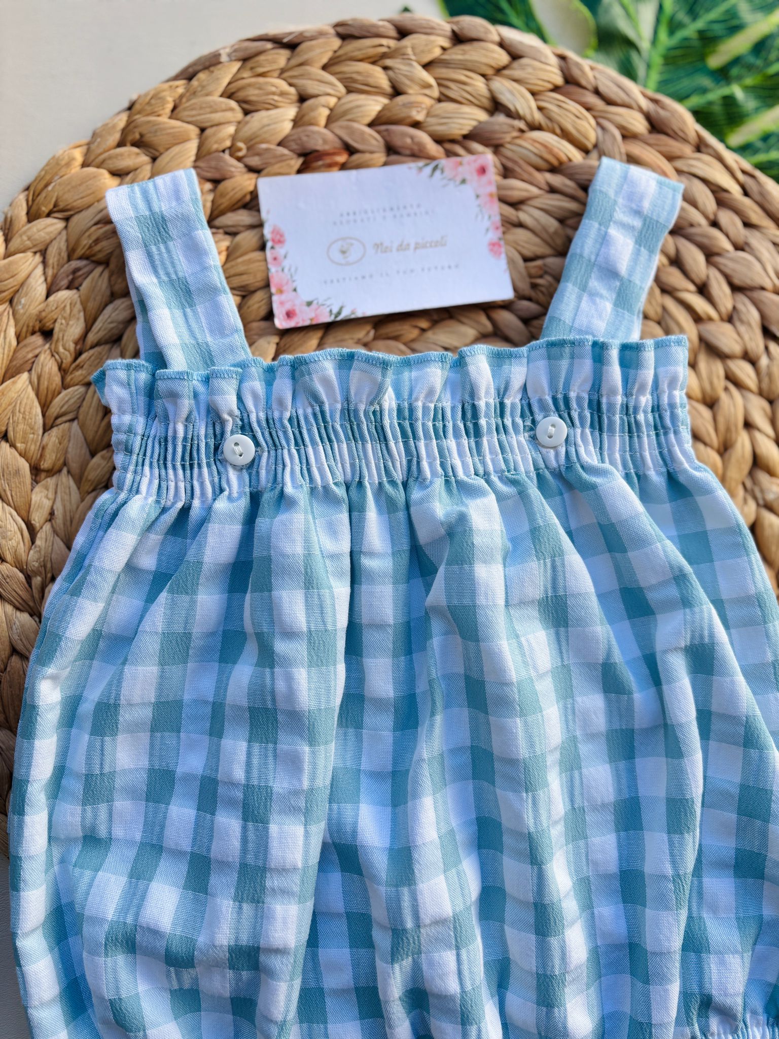 PAGLIACCETTO A GIRO MANICA IN COTONE A QUADRONI NUBE - Noi da piccoli