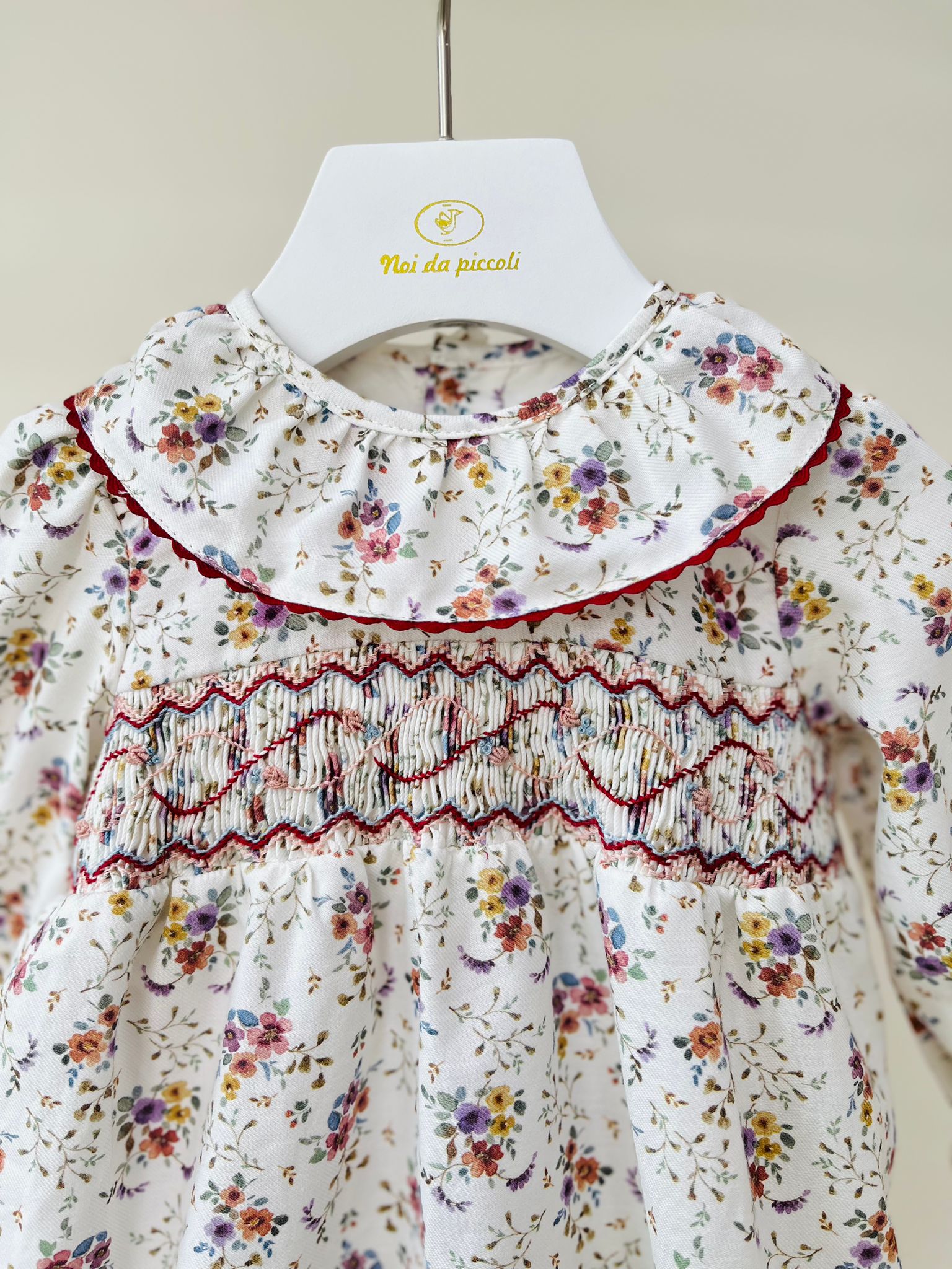 PAGLIACCETTO A MANICA LUNGA IN CALDO COTONE FLOREALE FLOREALE - Noi da piccoli