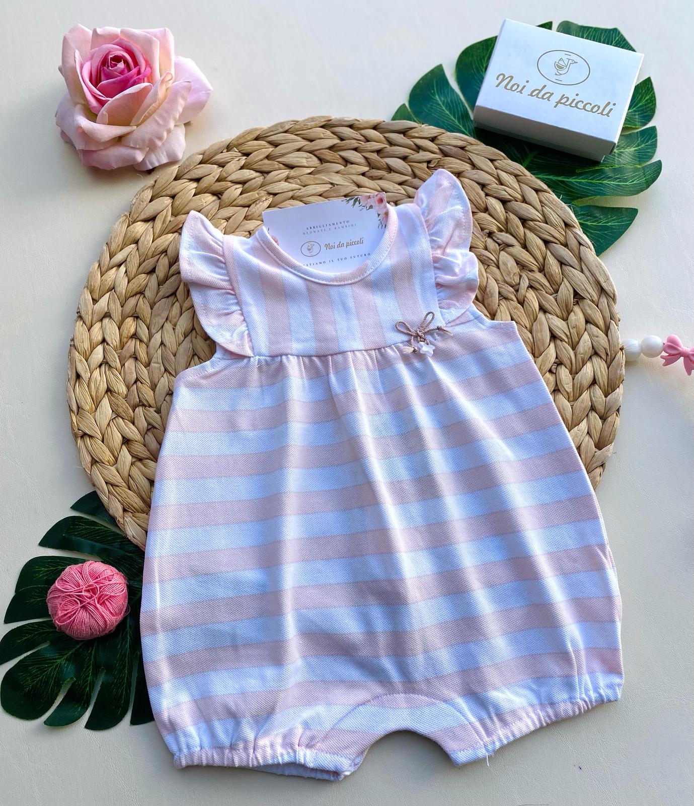 PAGLIACCETTO A RIGHE BIANCO E ROSA - Noi da piccoli