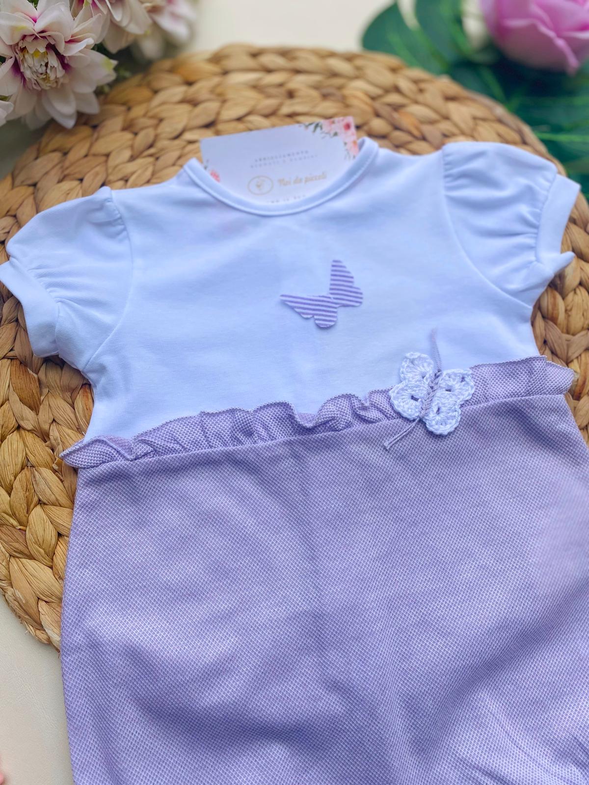 PAGLIACCETTO BIANCO E LILLA CON FARFALLINE - Noi da piccoli