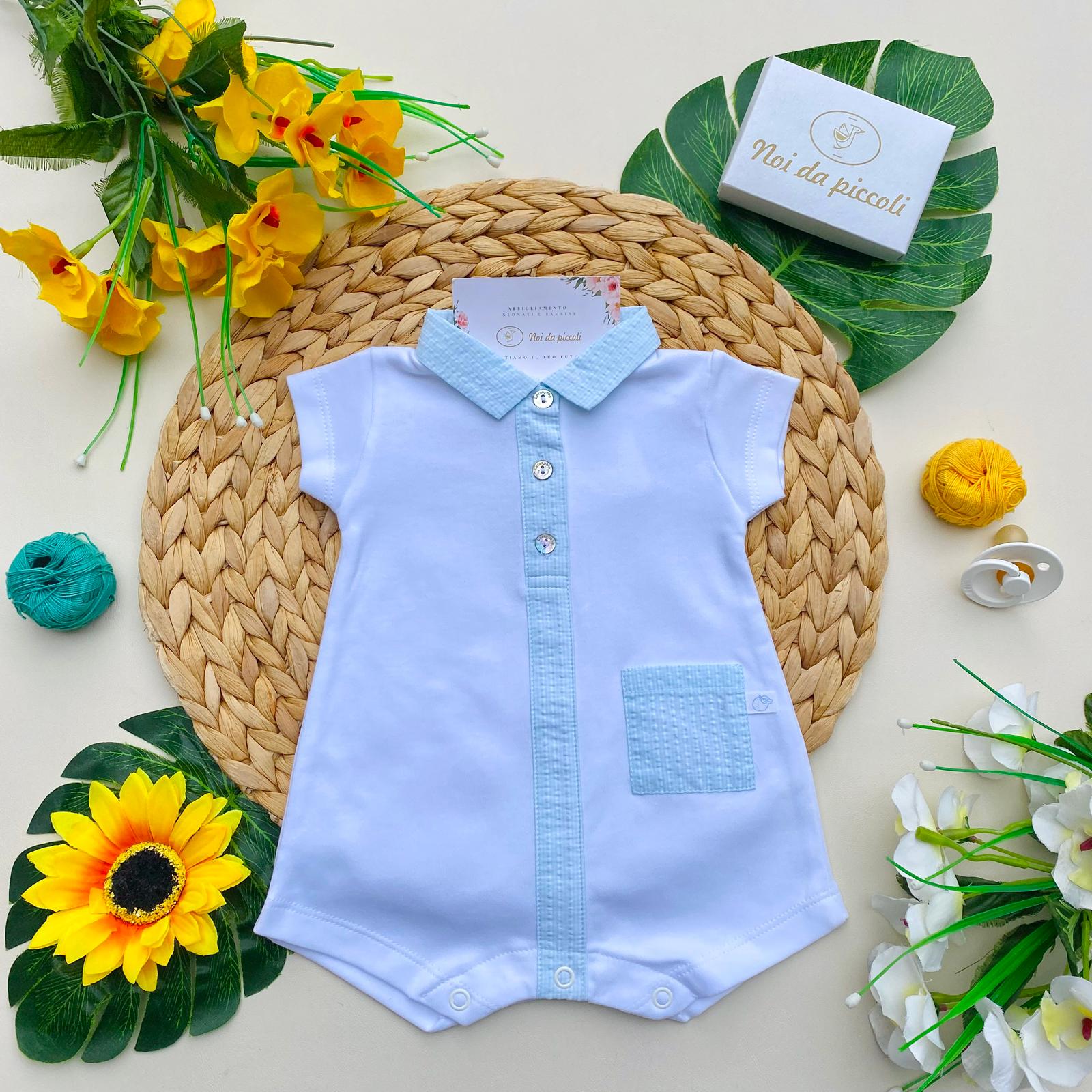 PAGLIACCETTO BIANCO E VERDE CON BOTTONCINI IN MADREPERLA - Noi da piccoli