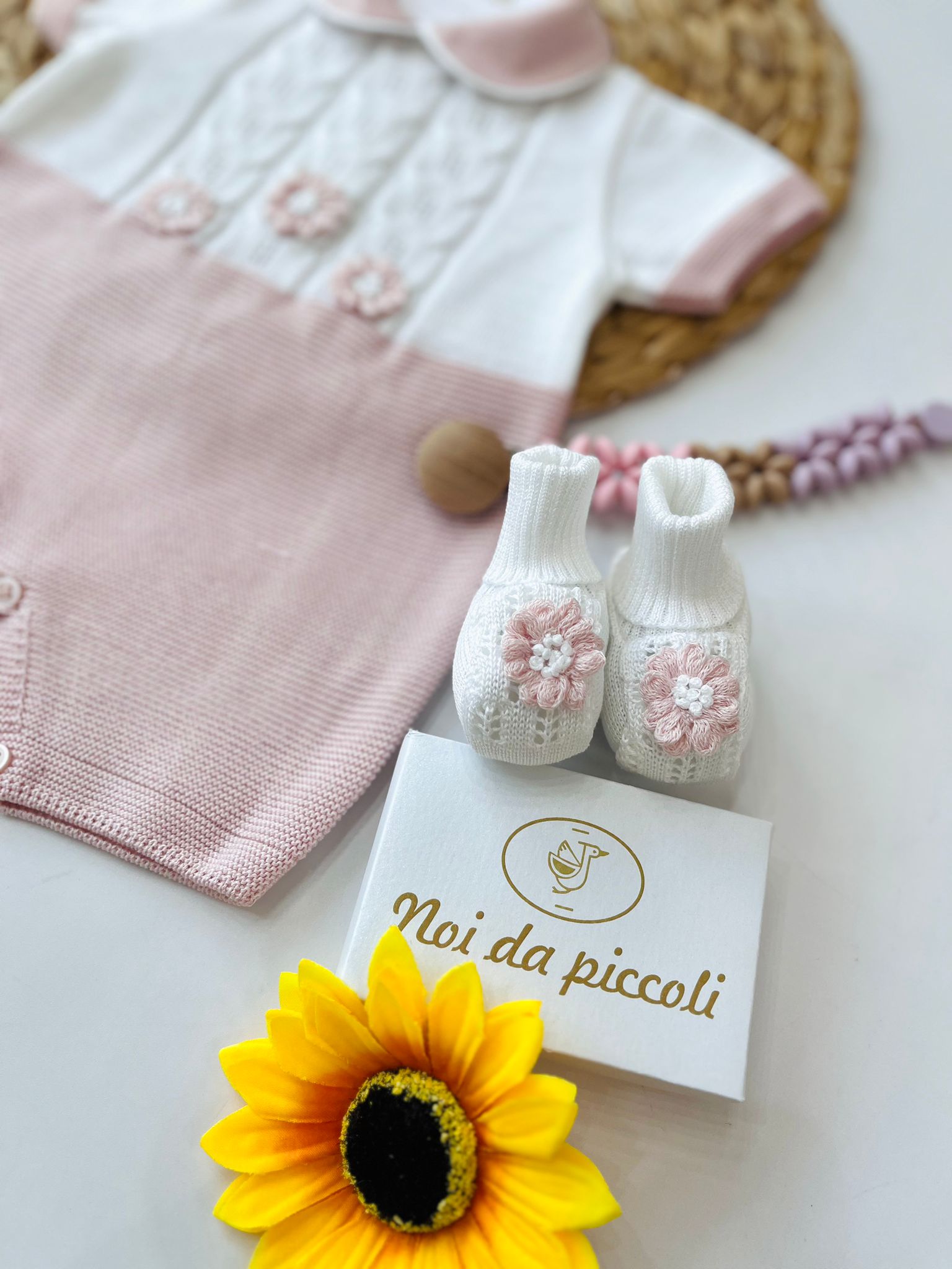 PAGLIACCETTO CON BABBUCCE 100 % COTONE Bianco - Noi da piccoli