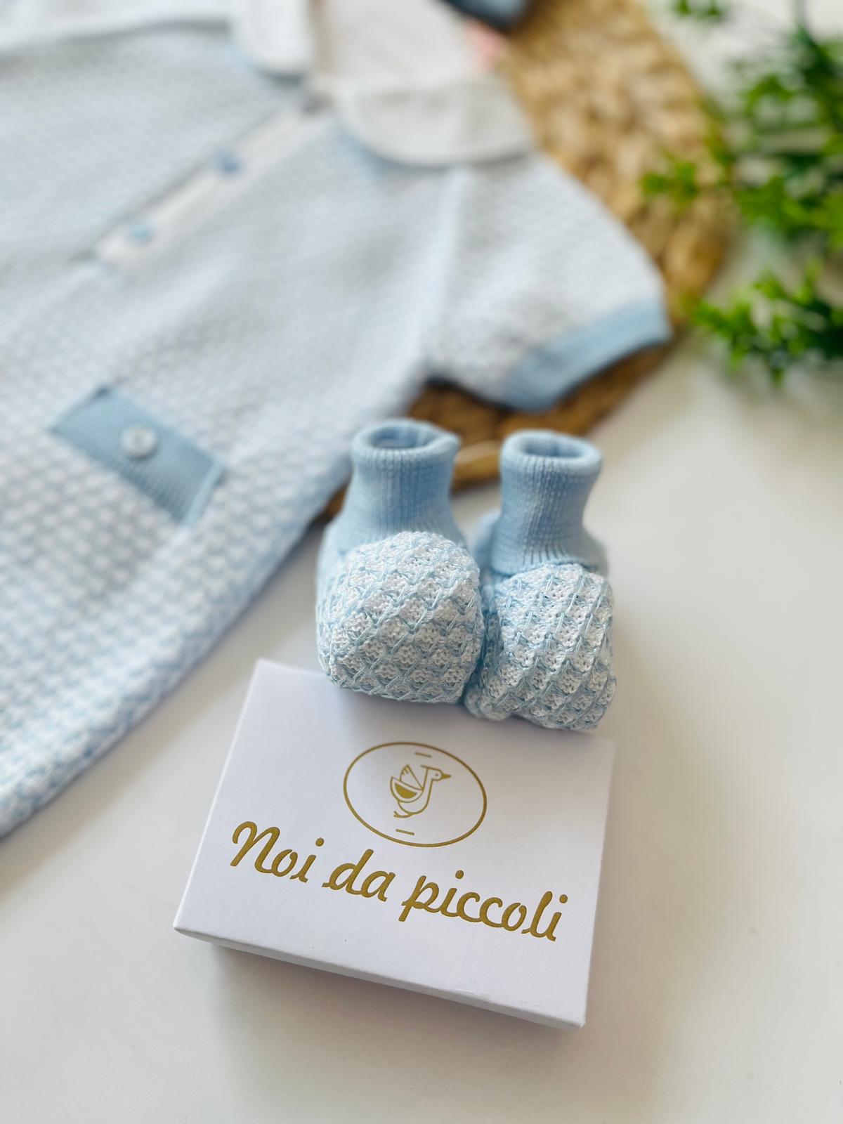 PAGLIACCETTO CON BABBUCCE 100 % FILO COTONE CIELO - Noi da piccoli