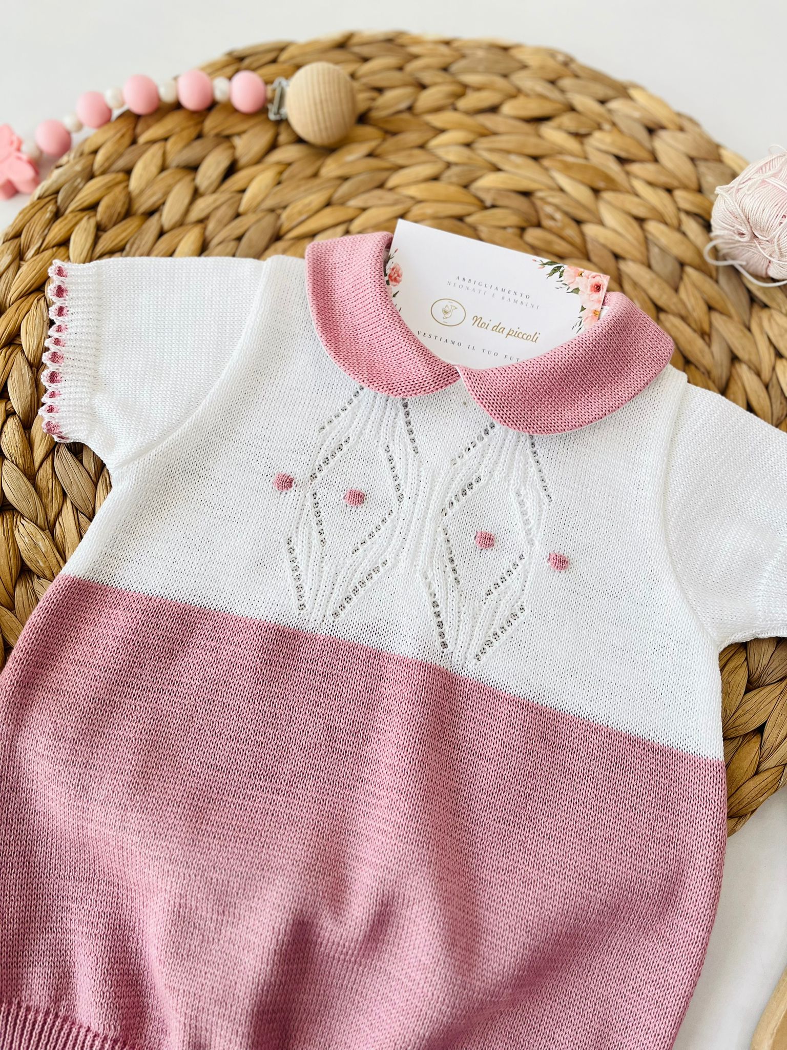 PAGLIACCETTO CON BABBUCCE 100% FILO DI COTONE bianco melograno - Noi da piccoli