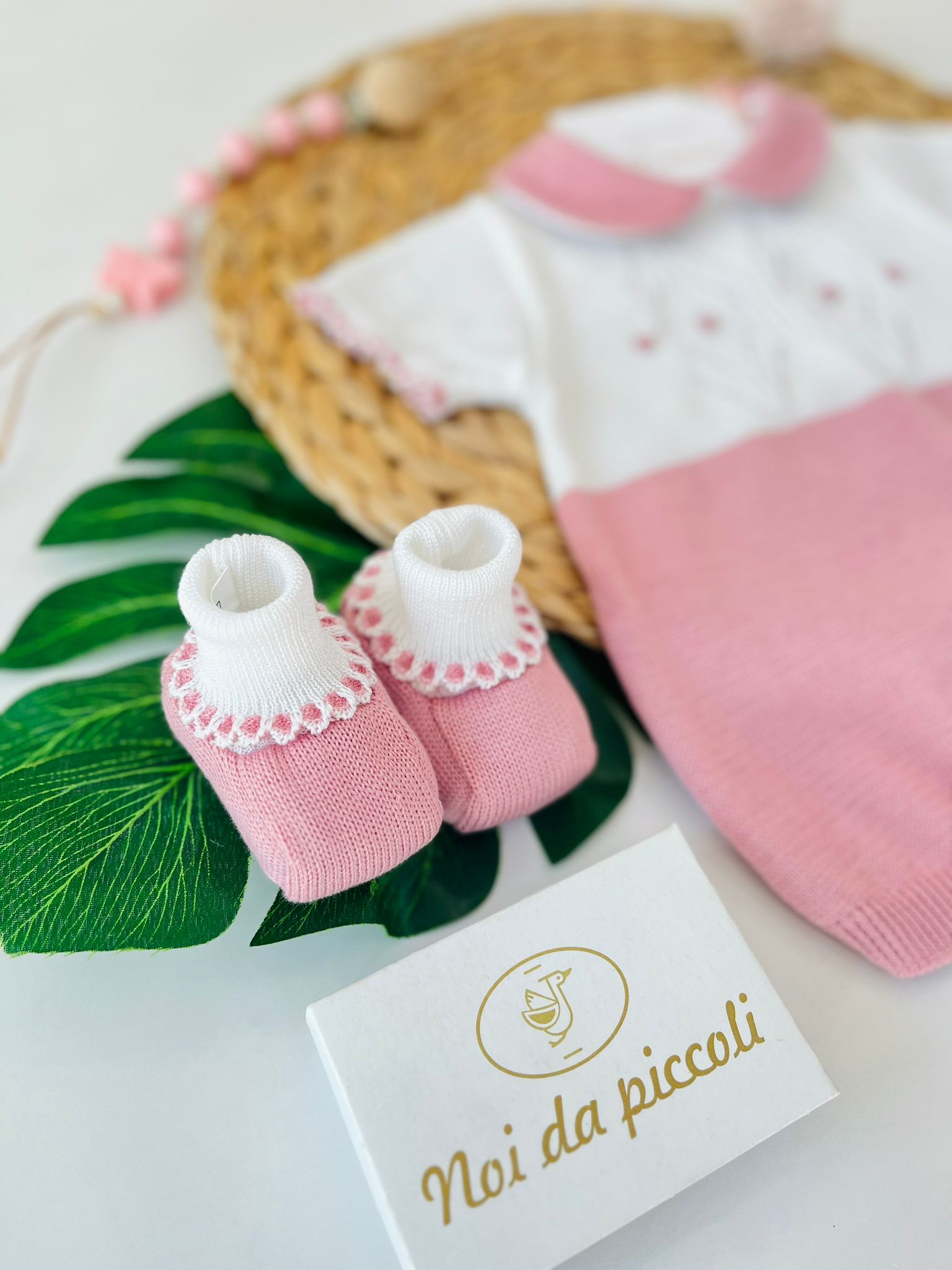 PAGLIACCETTO CON BABBUCCE 100% FILO DI COTONE bianco melograno - Noi da piccoli