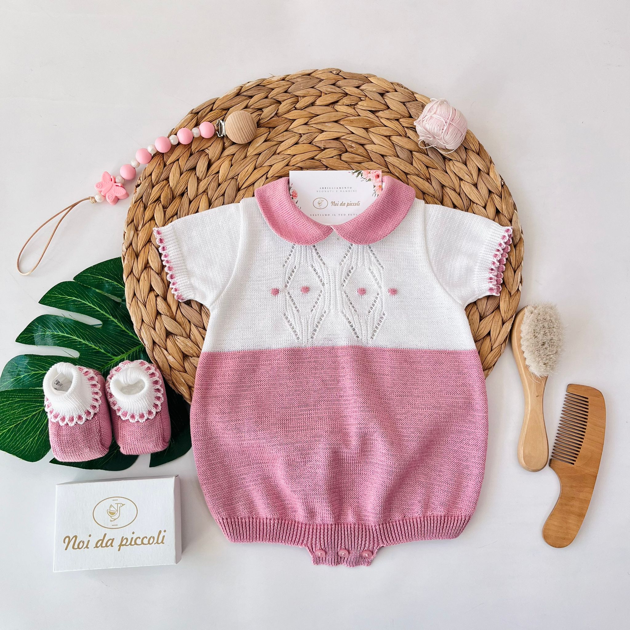 PAGLIACCETTO CON BABBUCCE 100% FILO DI COTONE bianco melograno - Noi da piccoli