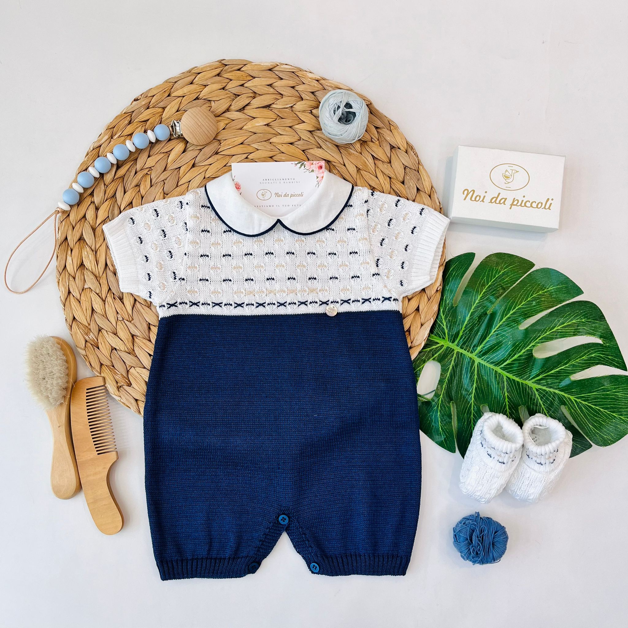 PAGLIACCETTO CON BABBUCCE 100% FILO DI COTONE BLU SABBIA - Noi da piccoli