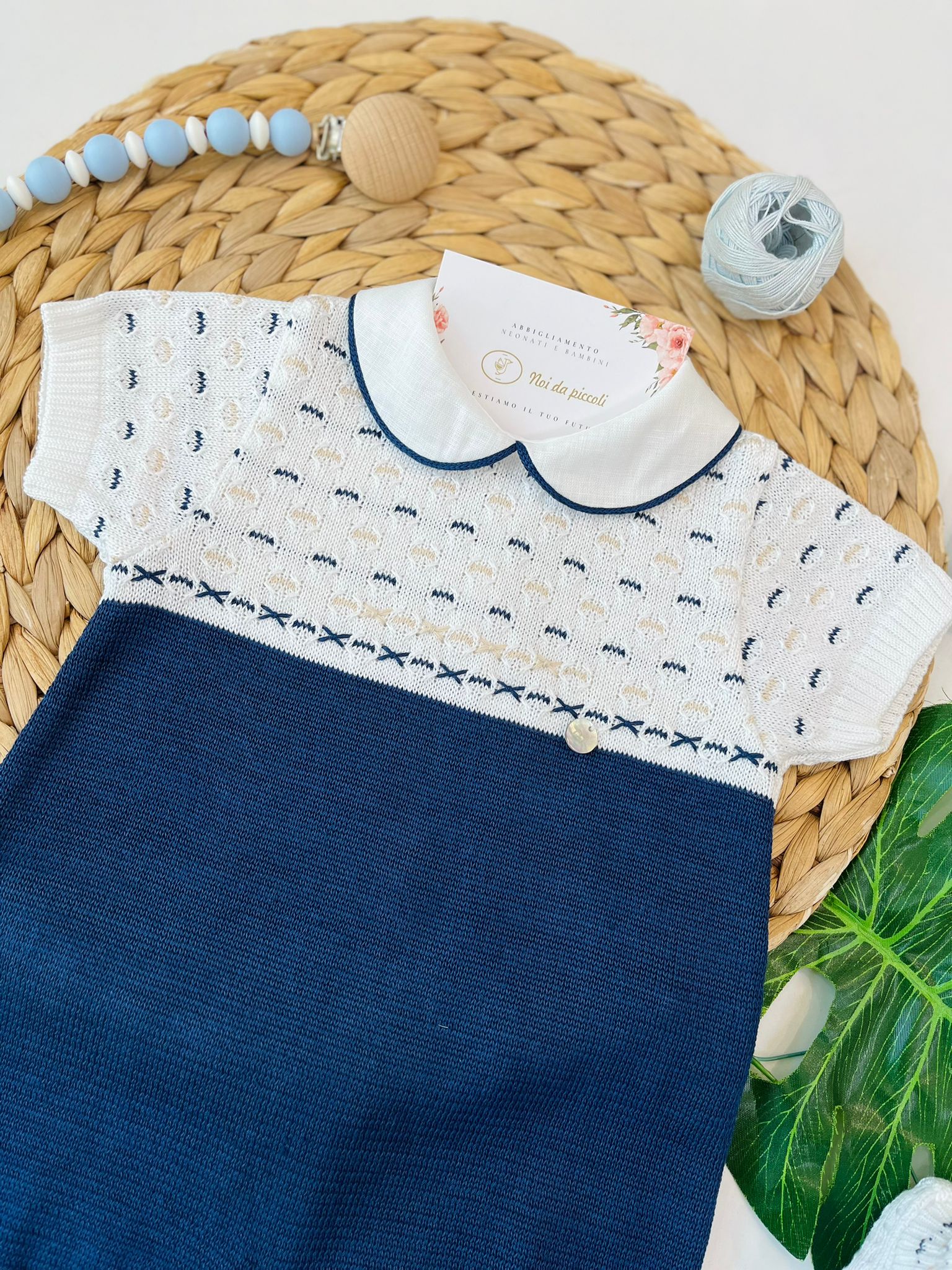 PAGLIACCETTO CON BABBUCCE 100% FILO DI COTONE BLU SABBIA - Noi da piccoli