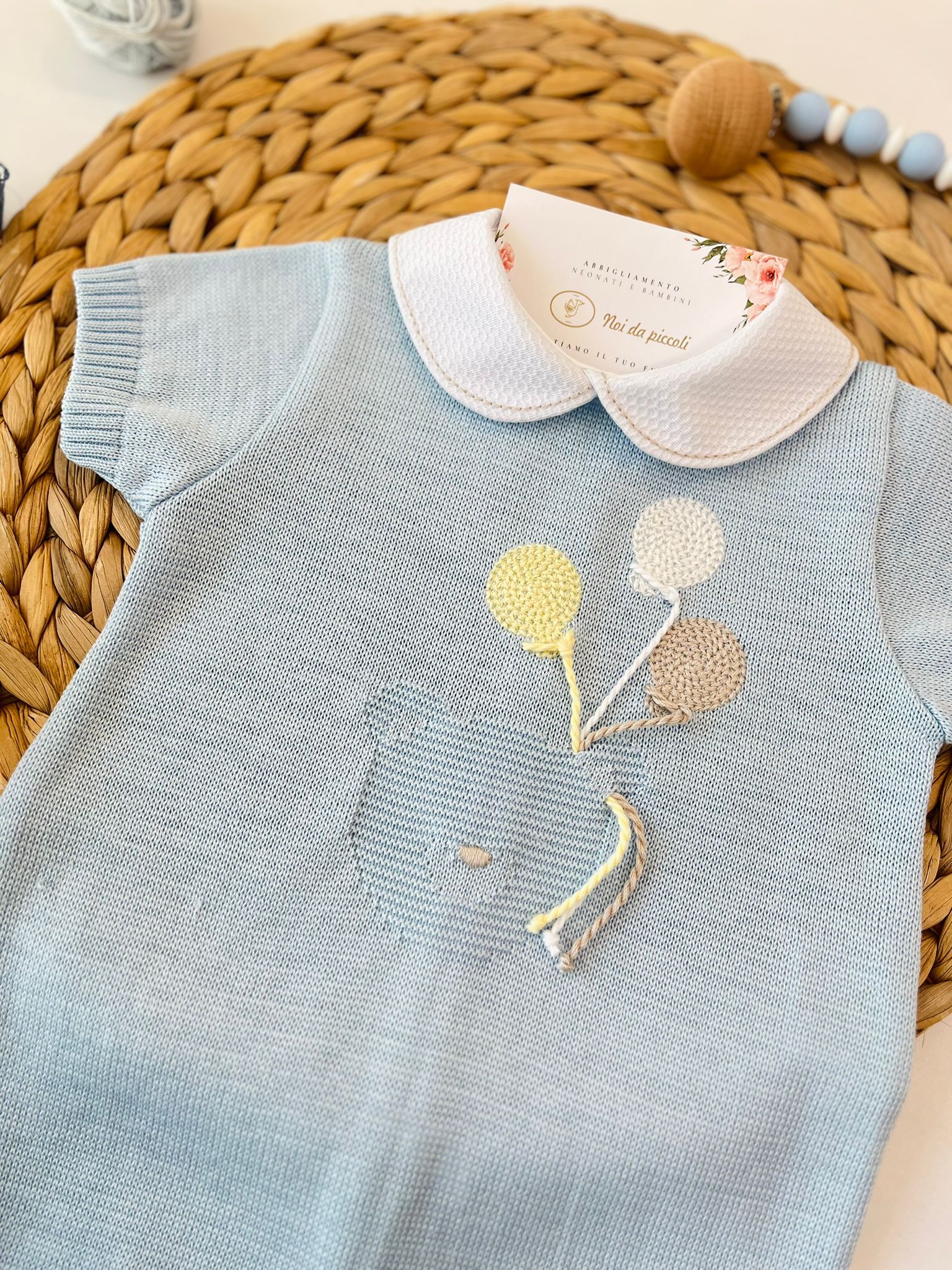 PAGLIACCETTO CON BABBUCCE 100% FILO DI COTONE CIELO - Noi da piccoli