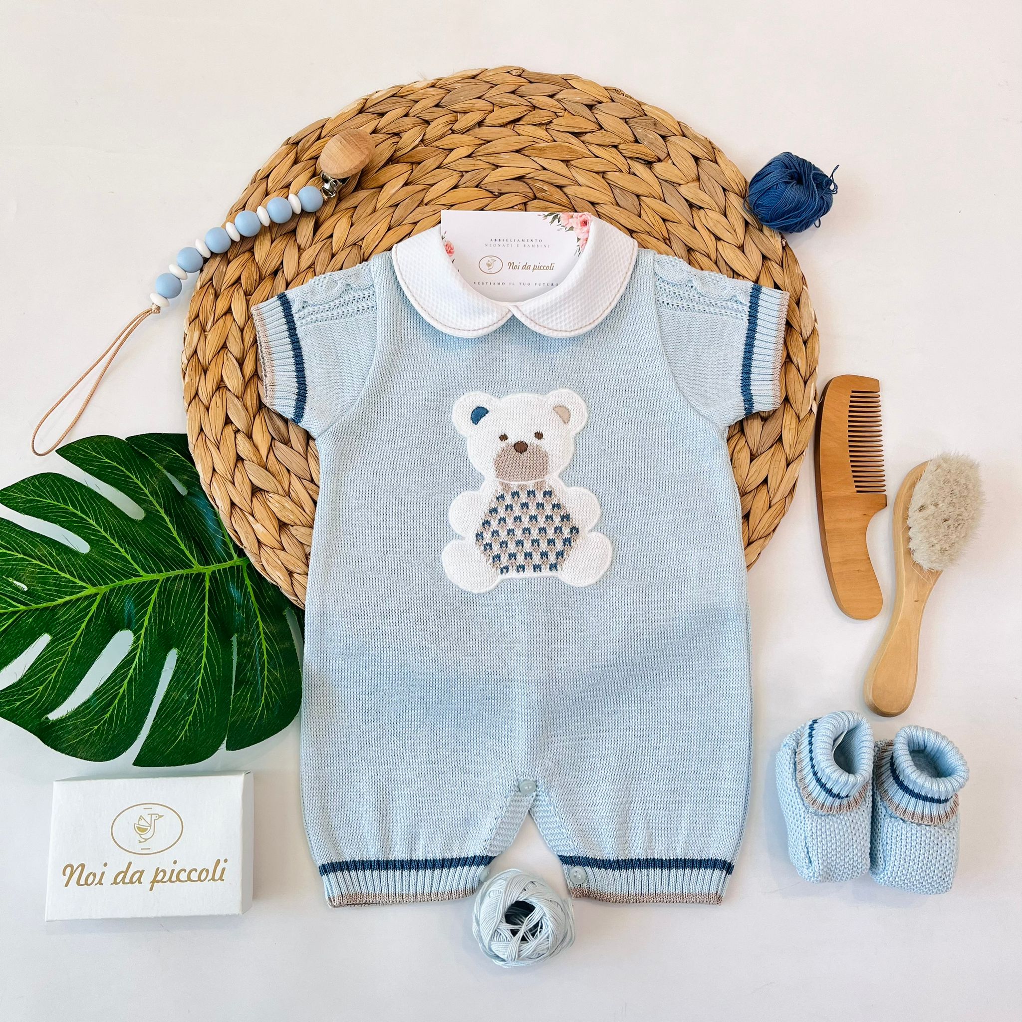 PAGLIACCETTO CON BABBUCCE 100% FILO DI COTONE CIELO NOCE - Noi da piccoli