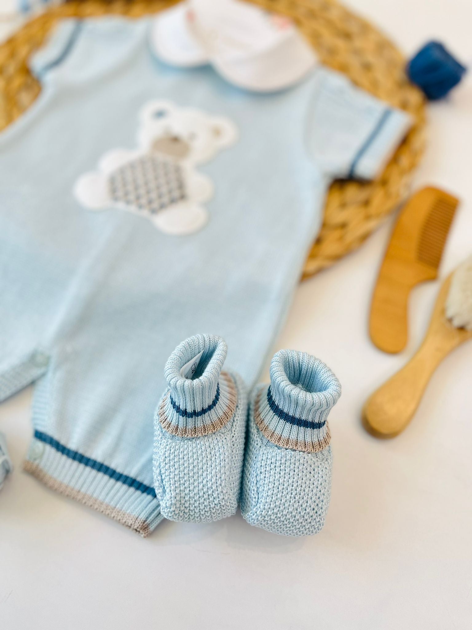 PAGLIACCETTO CON BABBUCCE 100% FILO DI COTONE CIELO NOCE - Noi da piccoli