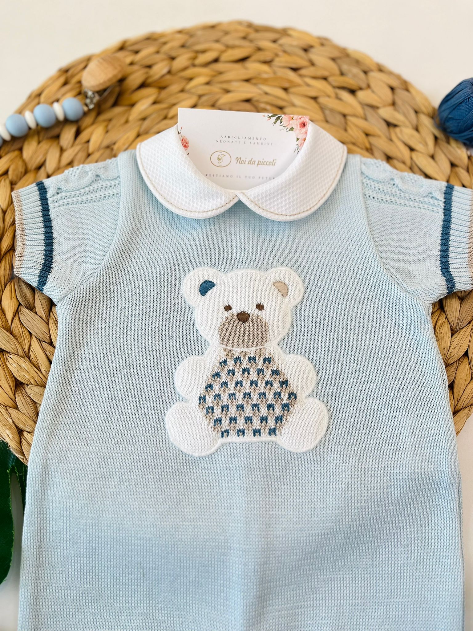 PAGLIACCETTO CON BABBUCCE 100% FILO DI COTONE CIELO NOCE - Noi da piccoli