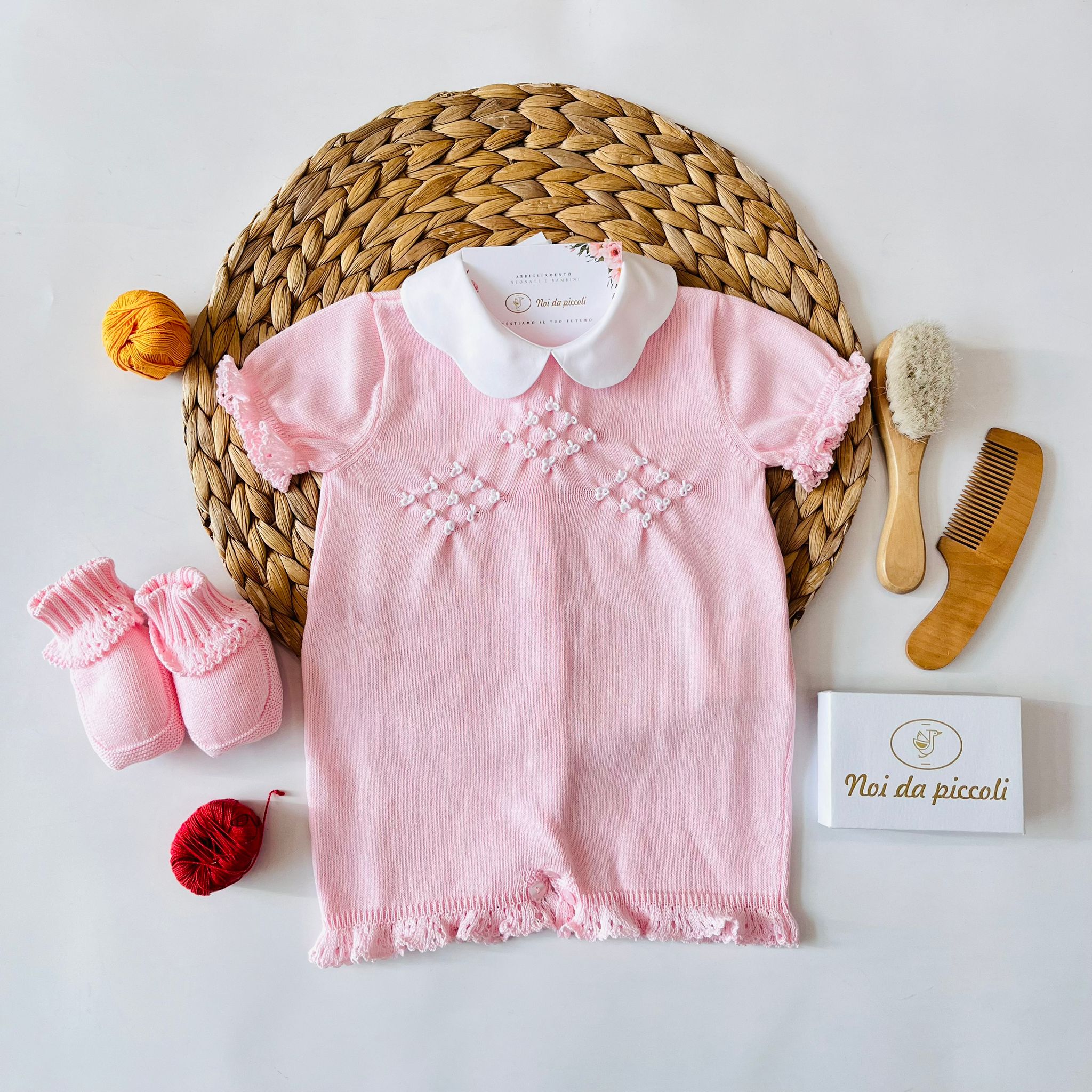 PAGLIACCETTO CON BABBUCCE 100% FILO DI COTONE ROSA - Noi da piccoli