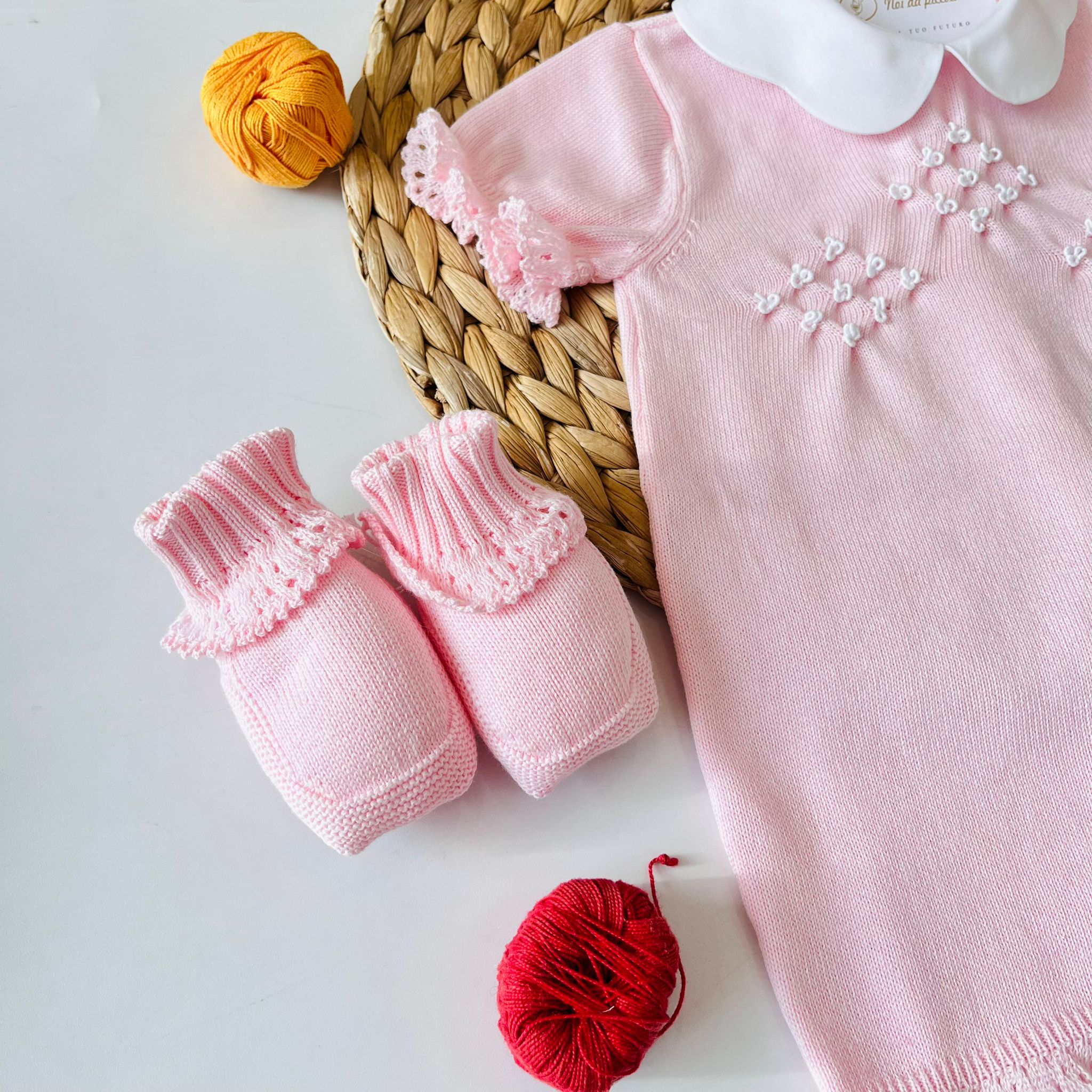 PAGLIACCETTO CON BABBUCCE 100% FILO DI COTONE ROSA - Noi da piccoli