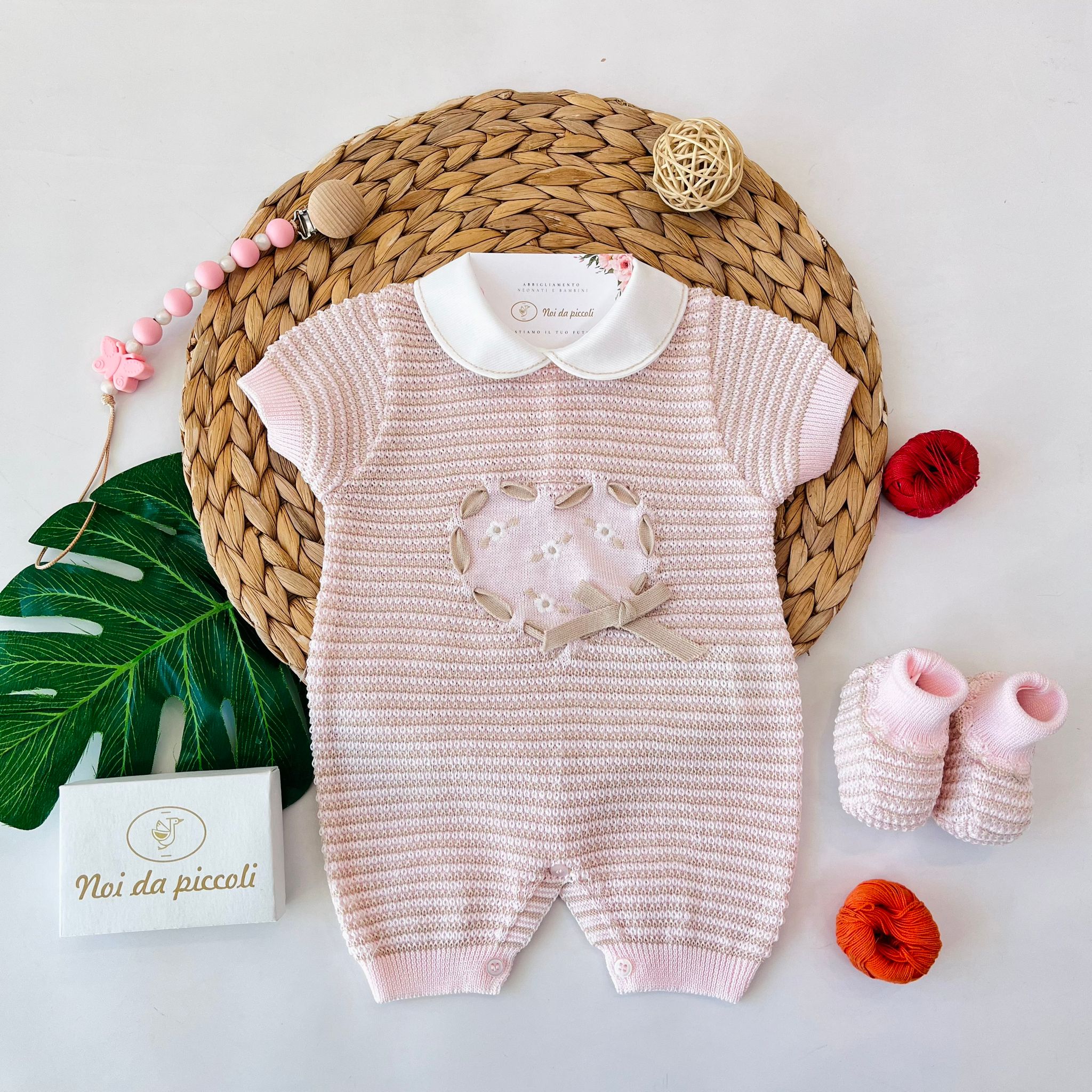 PAGLIACCETTO CON BABBUCCE 100% FILO DI COTONE ROSA SABBIA - Noi da piccoli