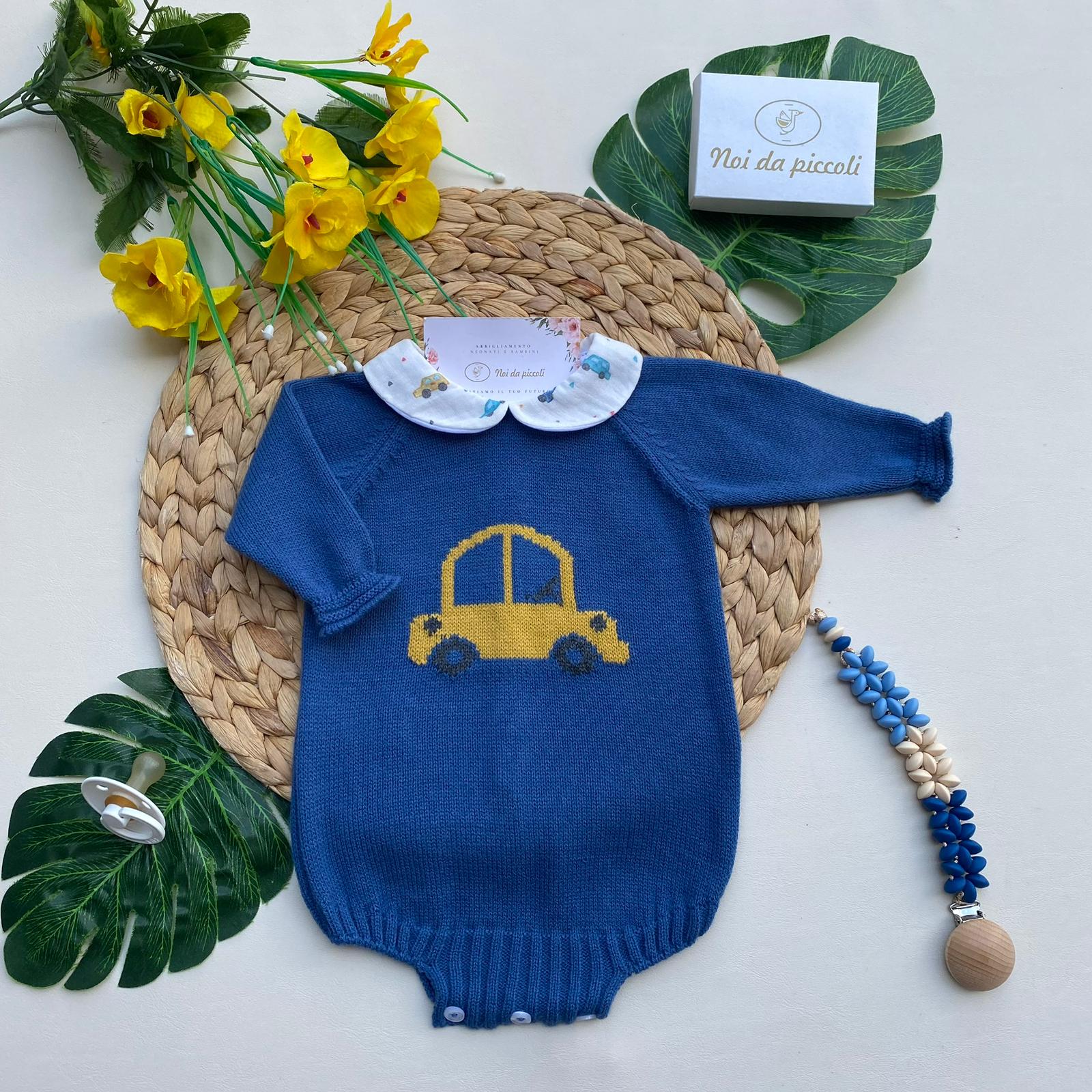 PAGLIACCETTO CON MACCHININE FILATO CALDO BLU COBALTO - Noi da piccoli