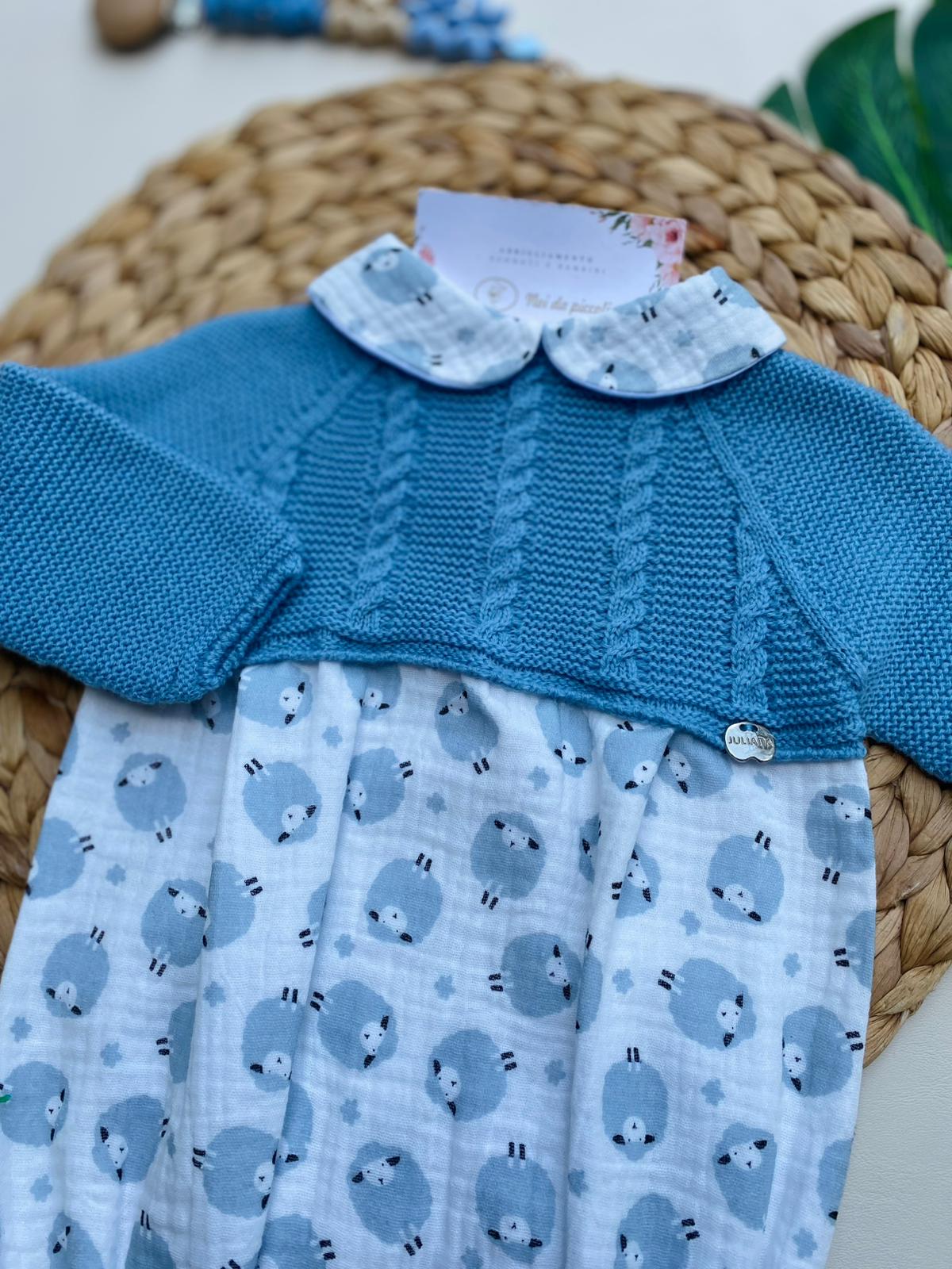 PAGLIACCETTO CON MUCCHETTE FILATO CALDO AZUL - Noi da piccoli