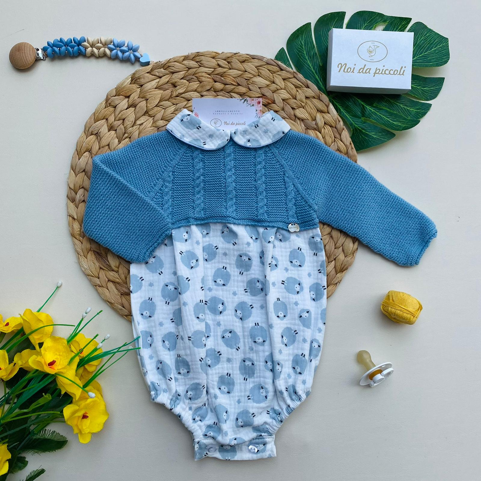 PAGLIACCETTO CON MUCCHETTE FILATO CALDO AZUL - Noi da piccoli