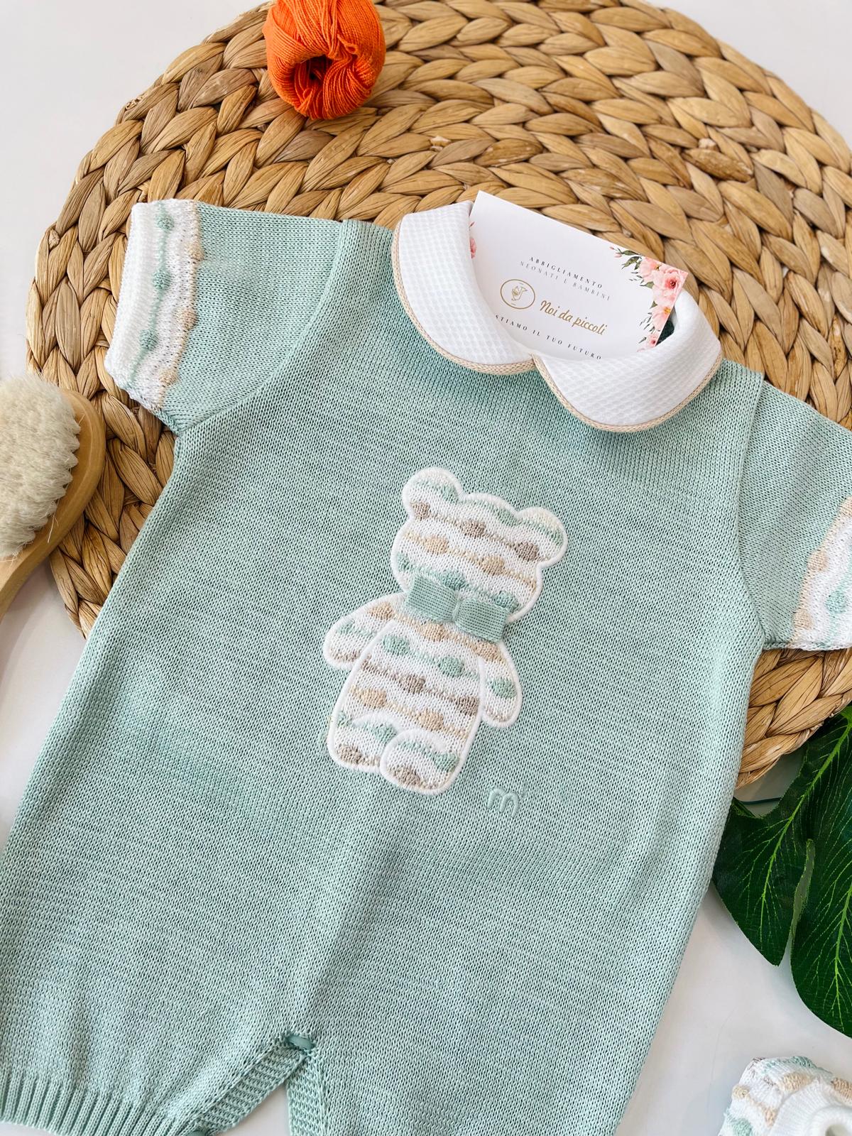 PAGLIACCETTO CON ORSETTO 100% FILO DI COTONE SALVIA MULTICOLOR - Noi da piccoli