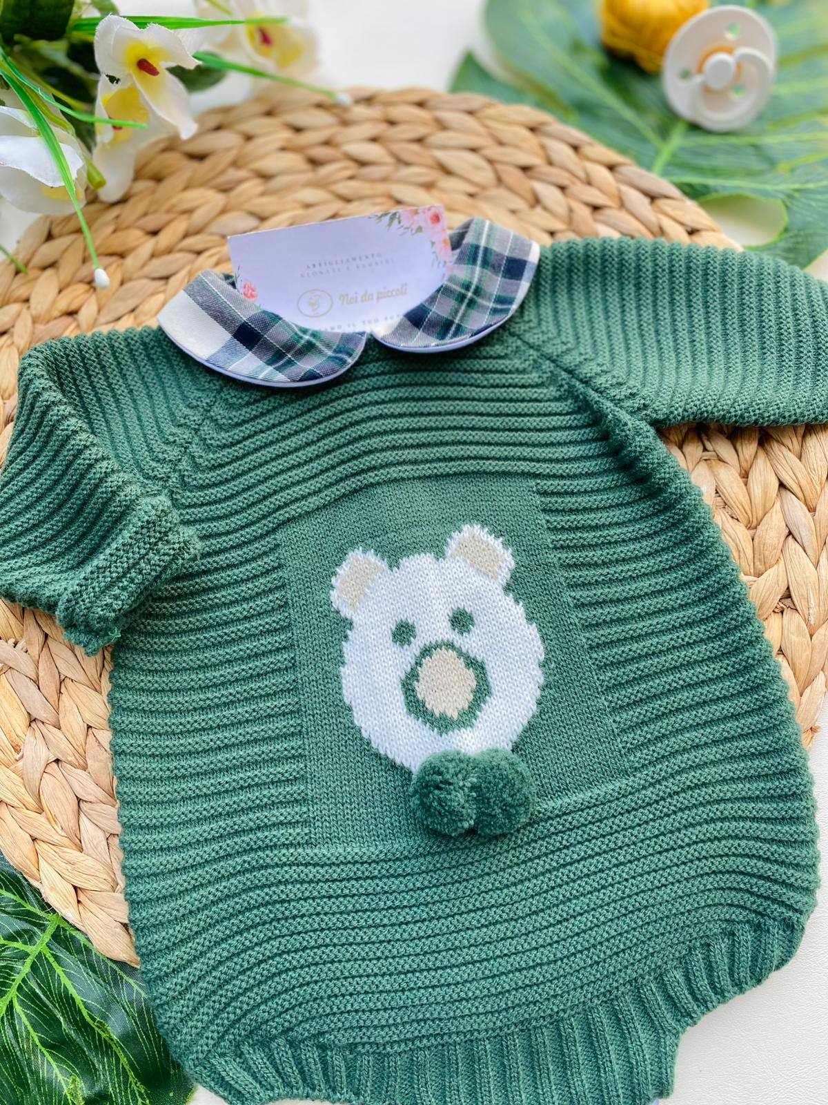 PAGLIACCETTO CON ORSETTO FILATO CALDO VERDE BOTTIGLIA - Noi da piccoli