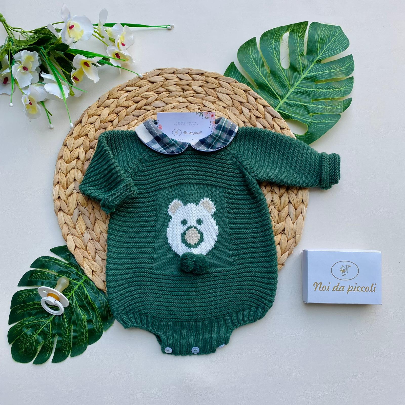 PAGLIACCETTO CON ORSETTO FILATO CALDO VERDE BOTTIGLIA - Noi da piccoli