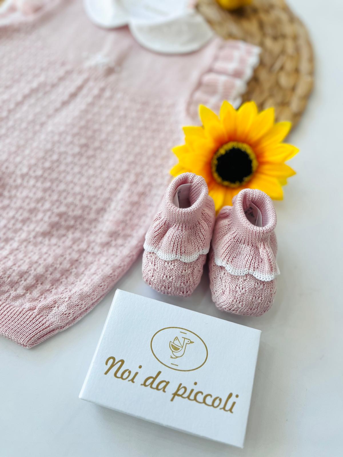 pagliaccetto con set parure 100 % COTONE Rosa - Noi da piccoli