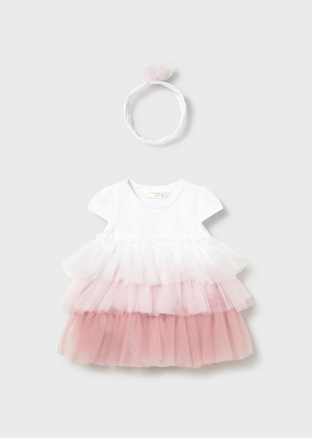 PAGLIACCETTO CON TULLE CON FASCIA BIANCO ROSA - Noi da piccoli
