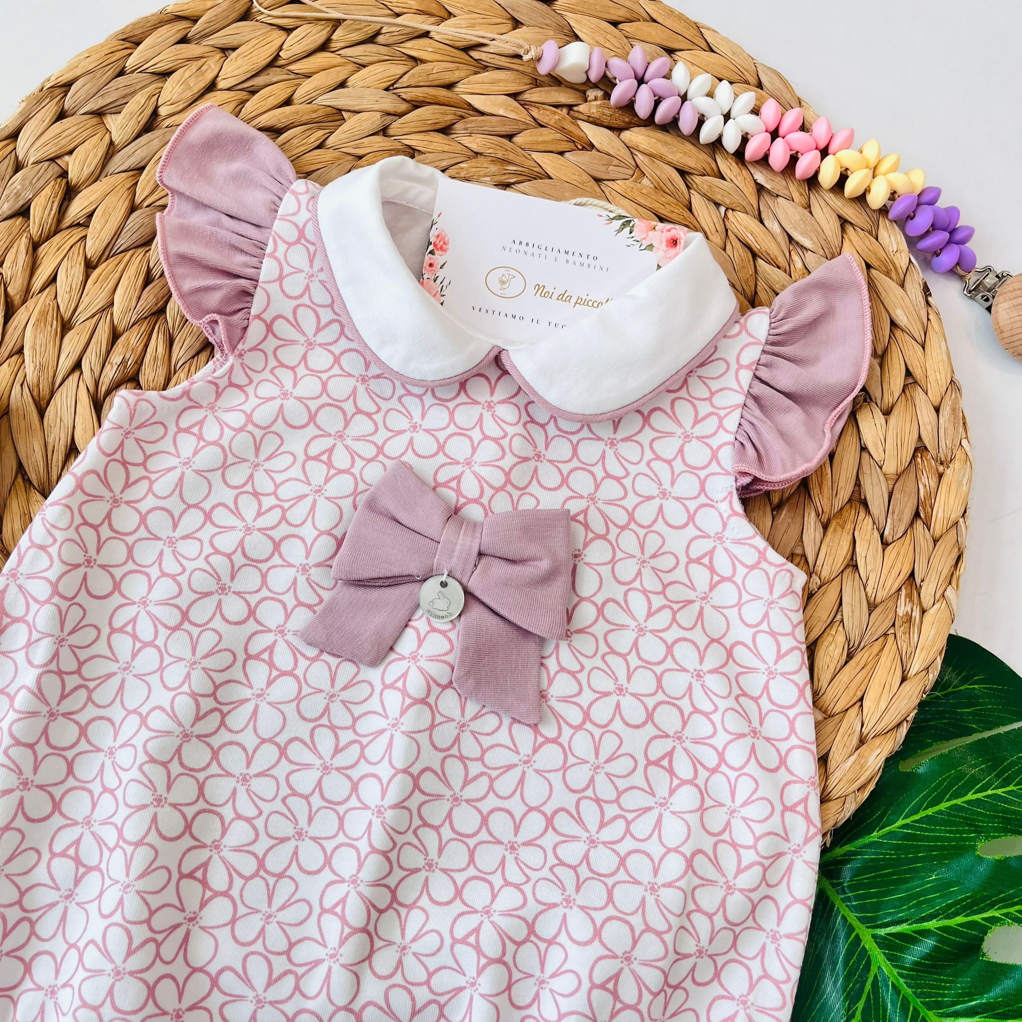 PAGLIACCETTO COTONE FRESCO BIANCO ROSA - Noi da piccoli